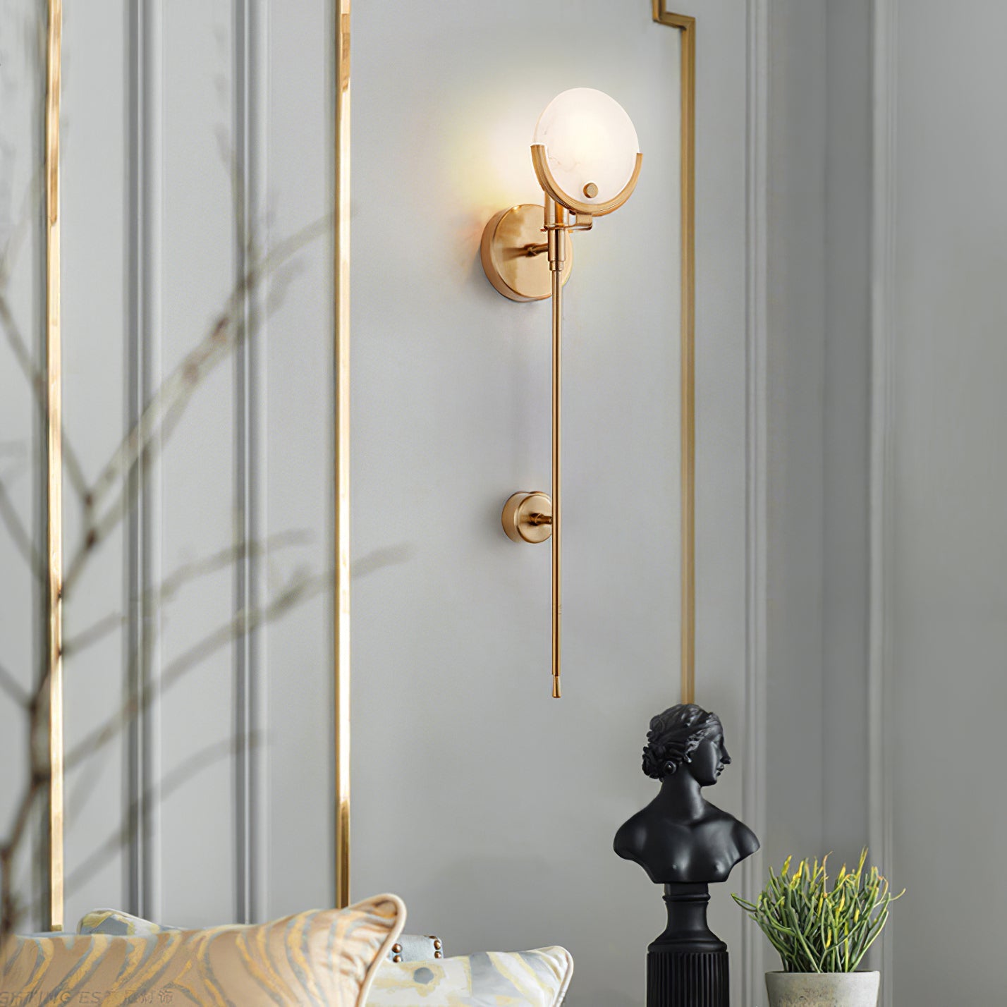 Lumibrook Cradle Alabaster Globe Indoor Wall Light