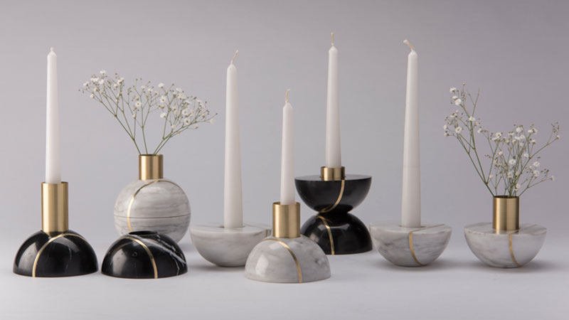 Axis Sphere Marble Candle Holder