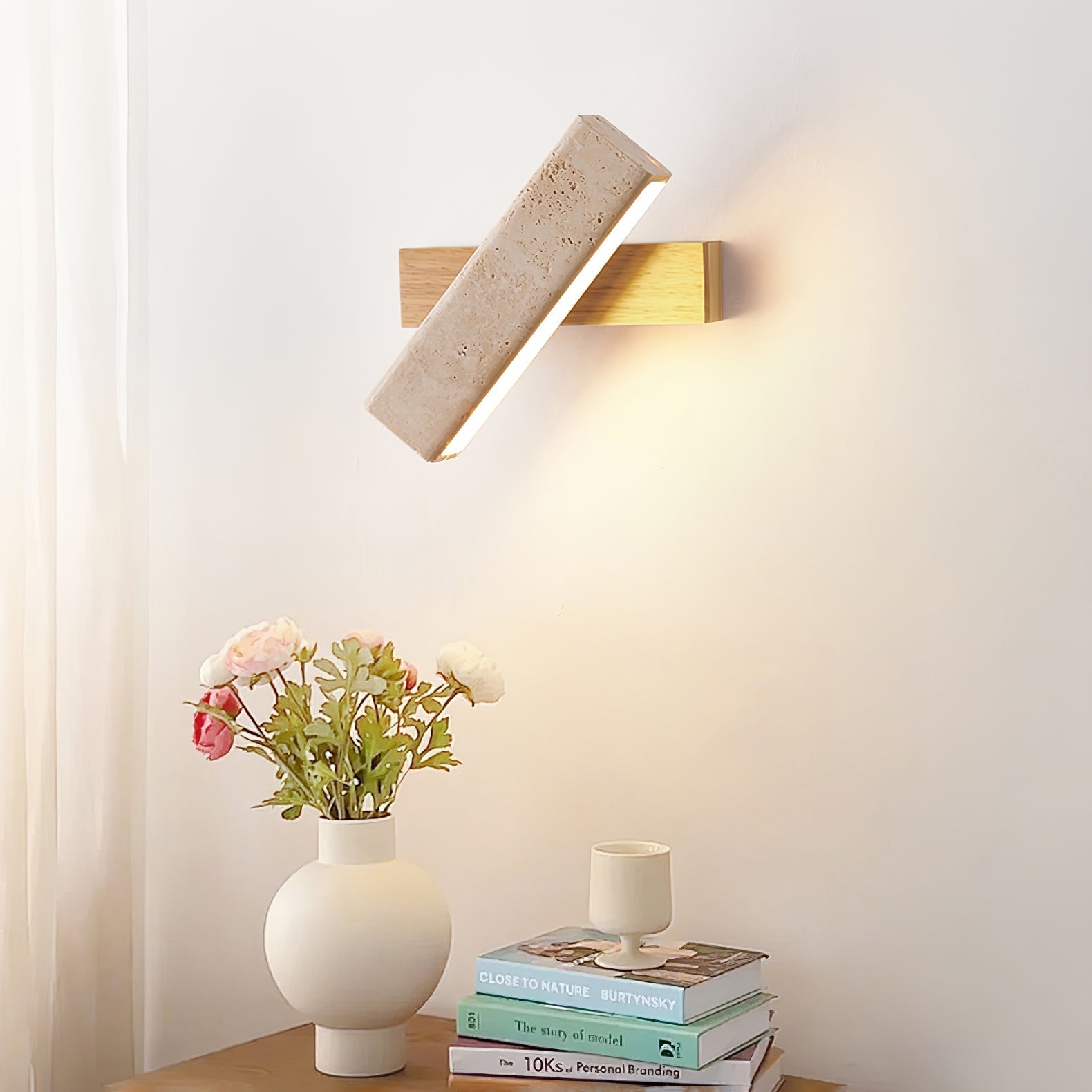 Esorora Rectangular Travertine Wall Light