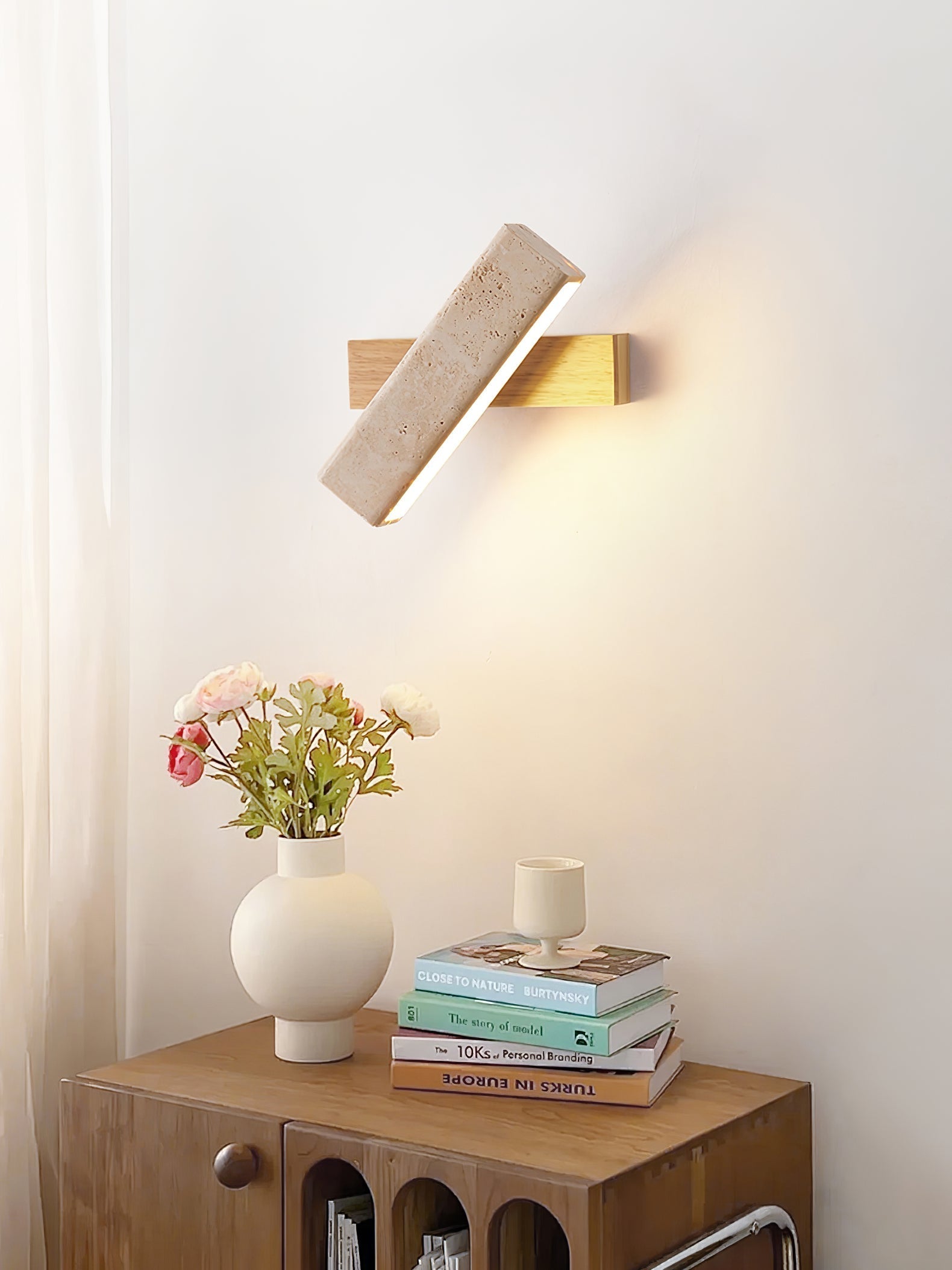 Esorora Rectangular Travertine Wall Light