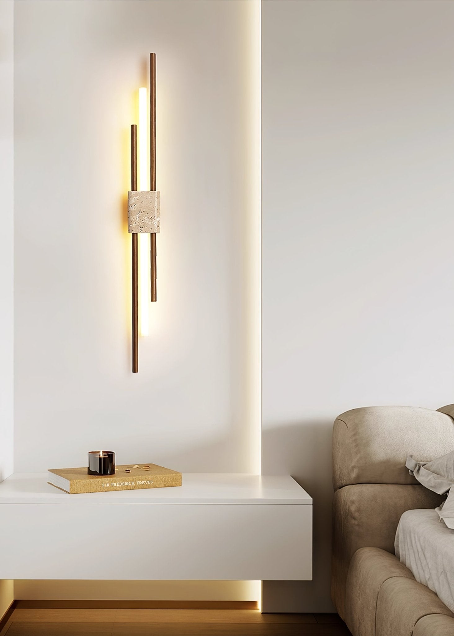 Eden Terra Travertine Wood Walnut Wall Light