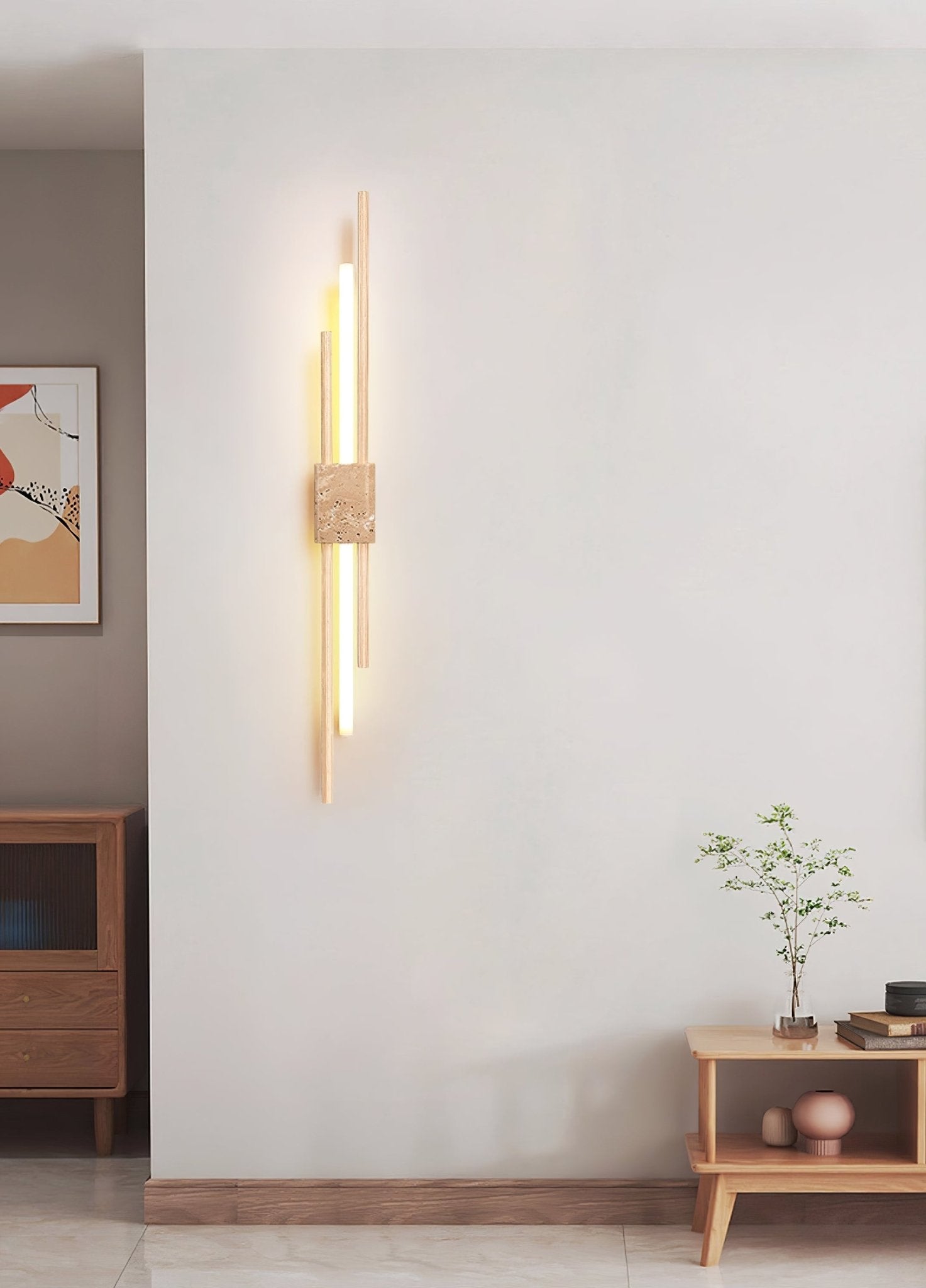Eden Terra Travertine Wood Walnut Wall Light