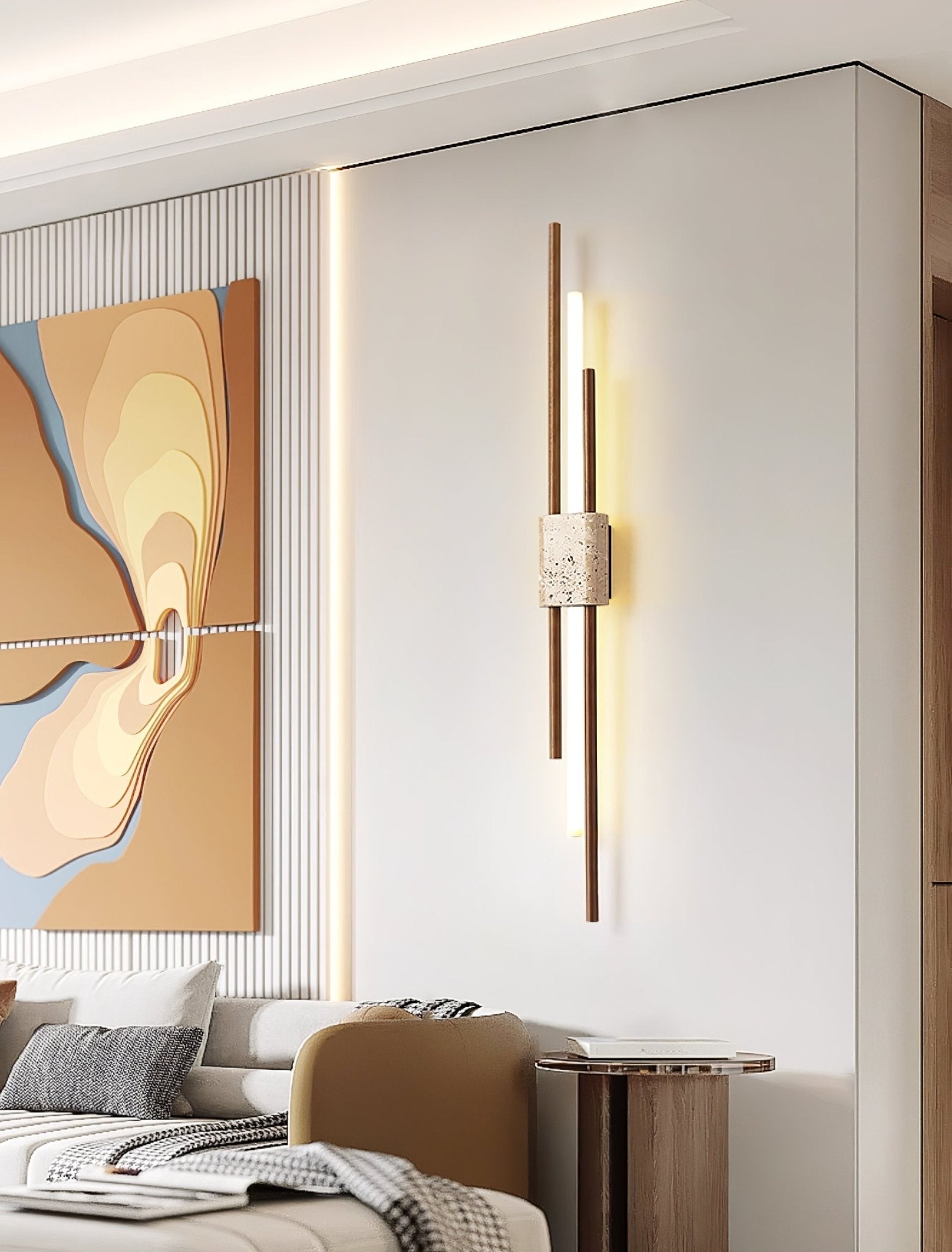 Eden Terra Travertine Wood Walnut Wall Light