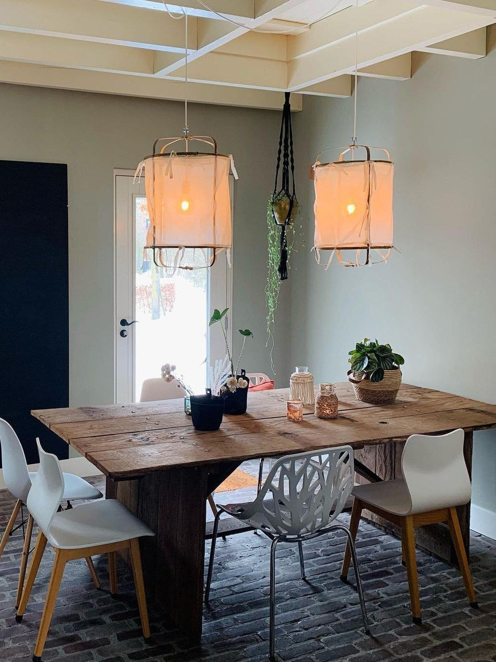Arioelia Pendant Lamp Bamboo Shade for Living Room
