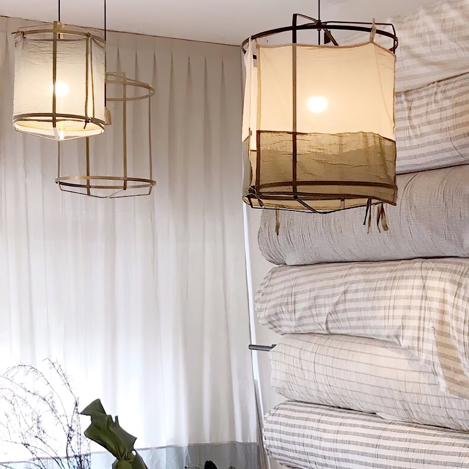 Arioelia Pendant Lamp Bamboo Shade for Living Room