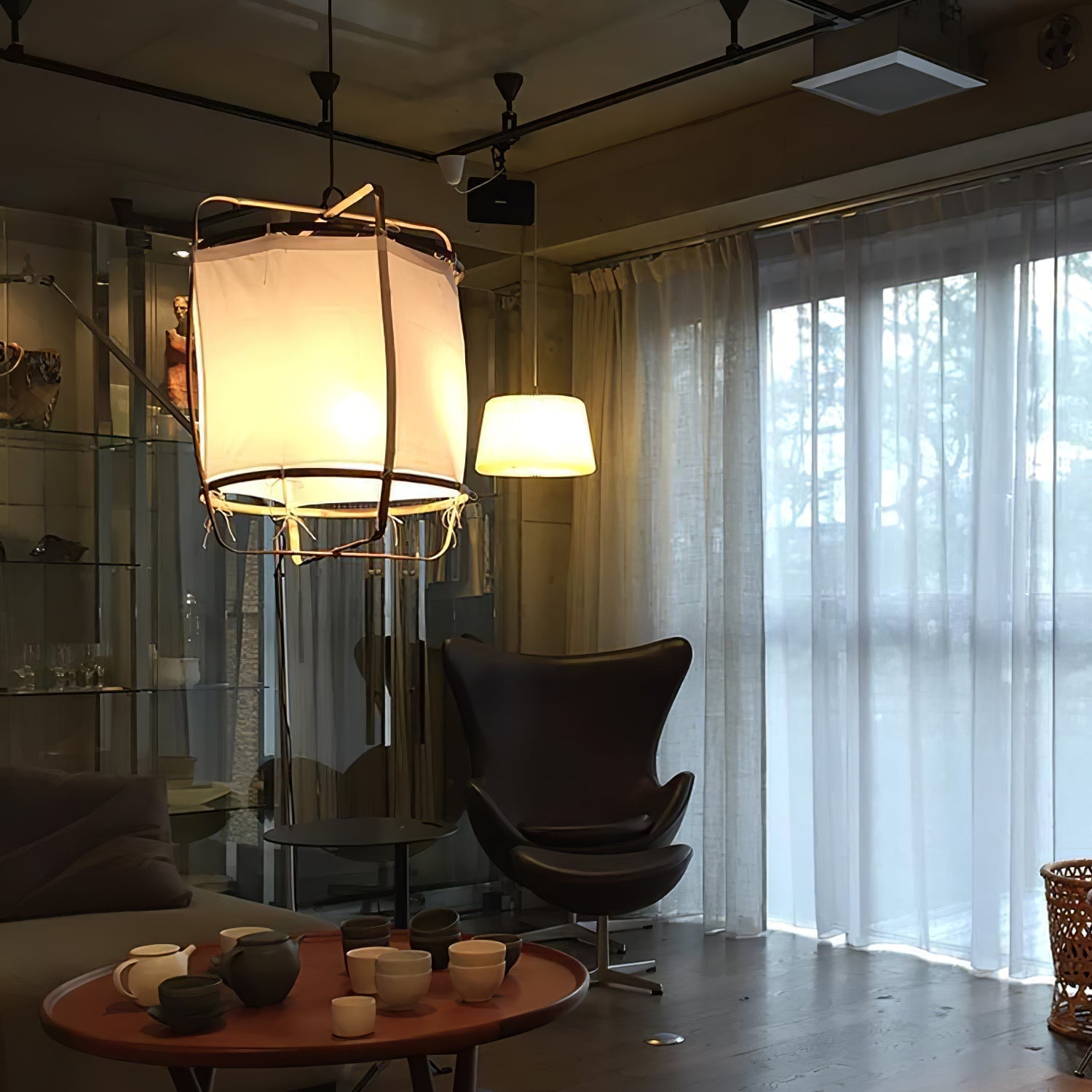 Arioelia Pendant Lamp Bamboo Shade for Living Room