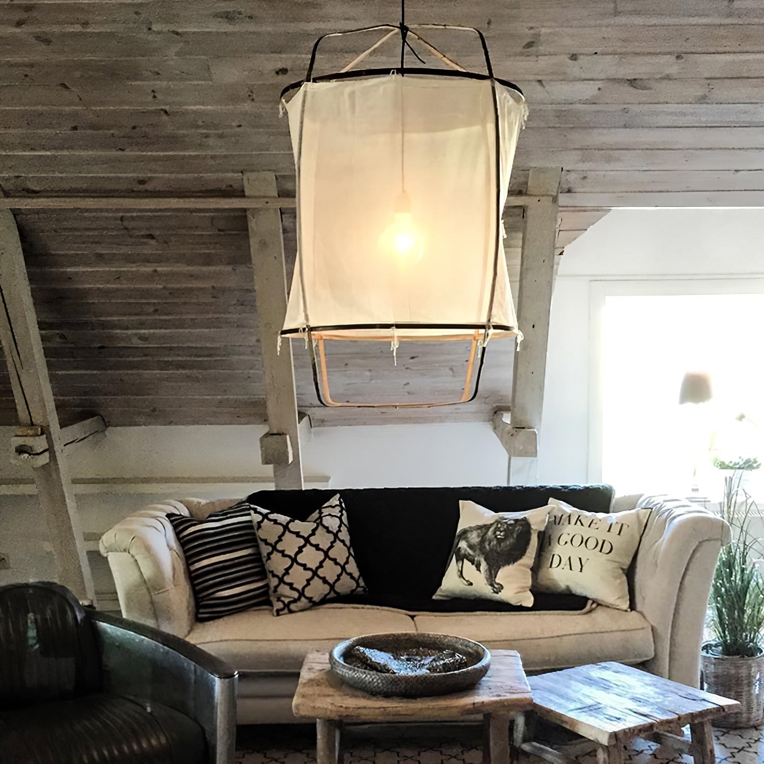 Arioelia Pendant Lamp Bamboo Shade for Living Room