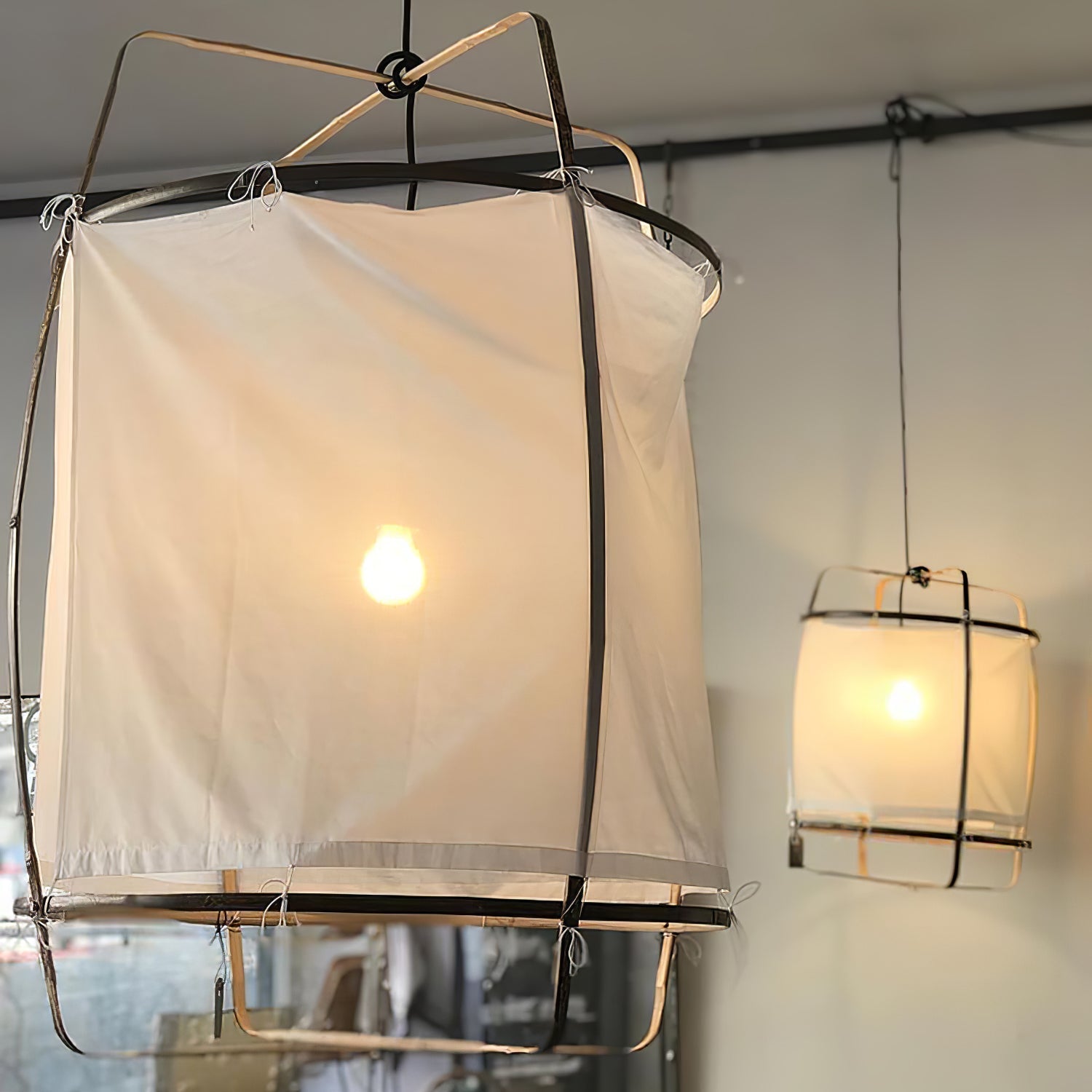 Arioelia Pendant Lamp Bamboo Shade for Living Room