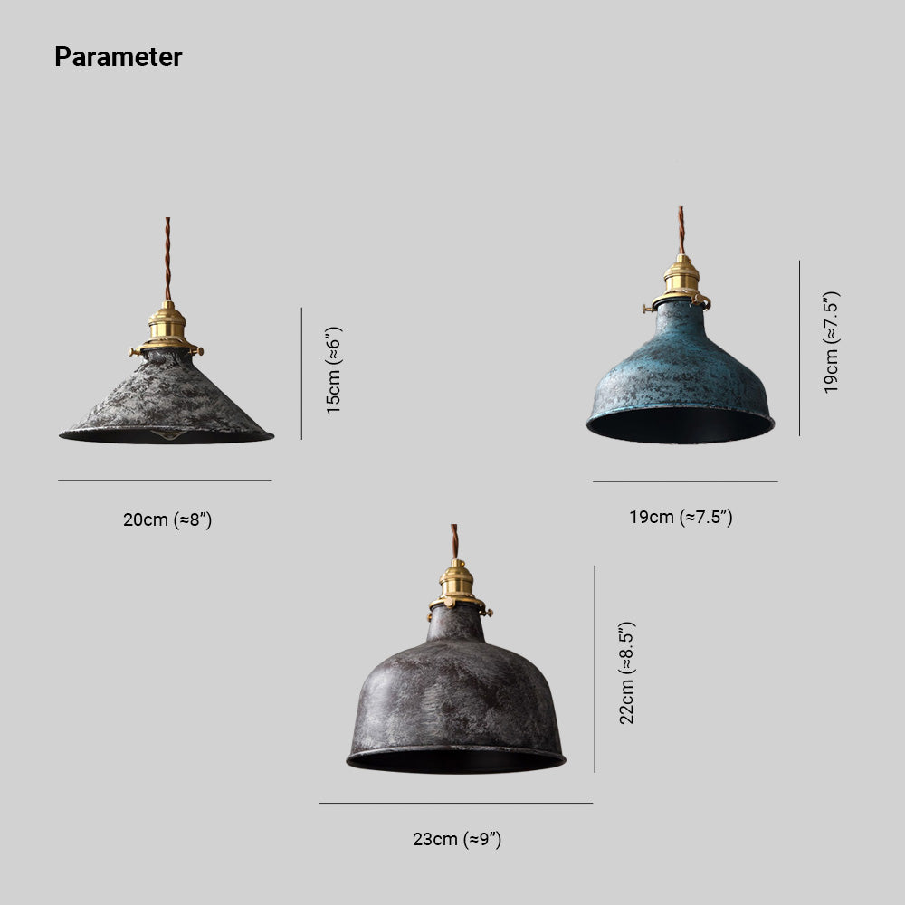 Silva Aged Rusty Vintage Rustic Finish Pendant Light, 3 Style