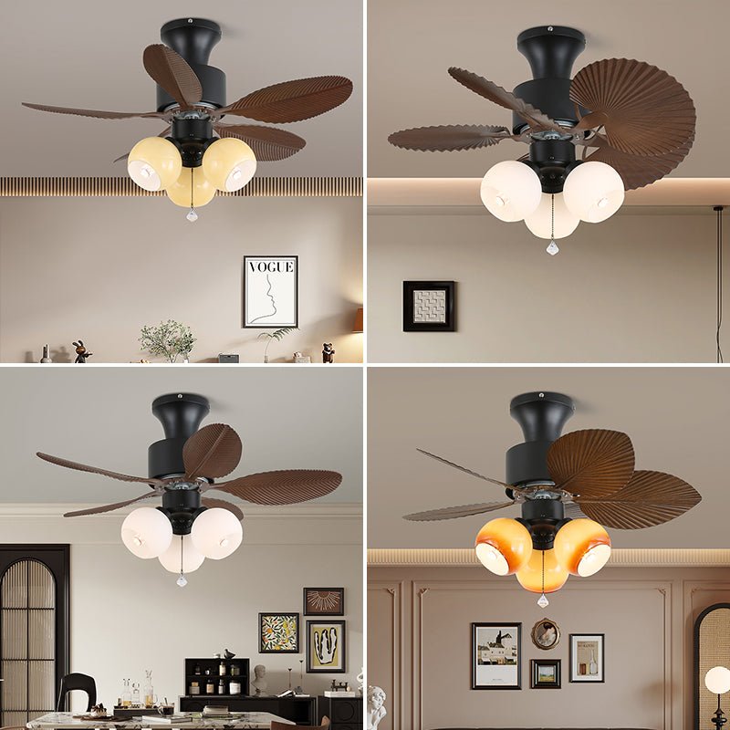 Celoine Tropical Glass Ceiling Fan Light