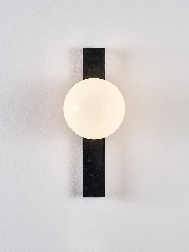 Zoshaira Globe Black Travertine Wall Sconce