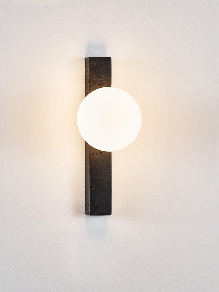 Zoshaira Globe Black Travertine Wall Sconce
