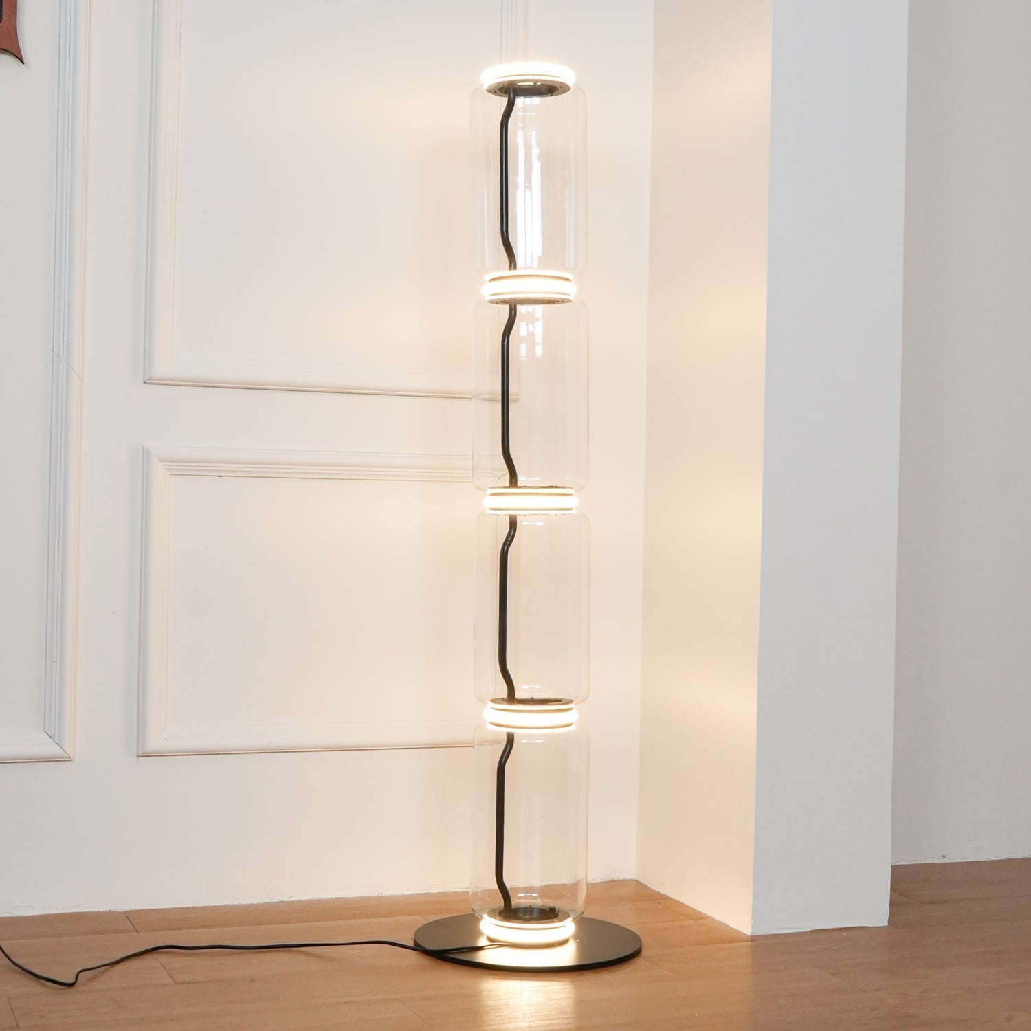 Cyrilys Floor Lamp Bamboo Glass