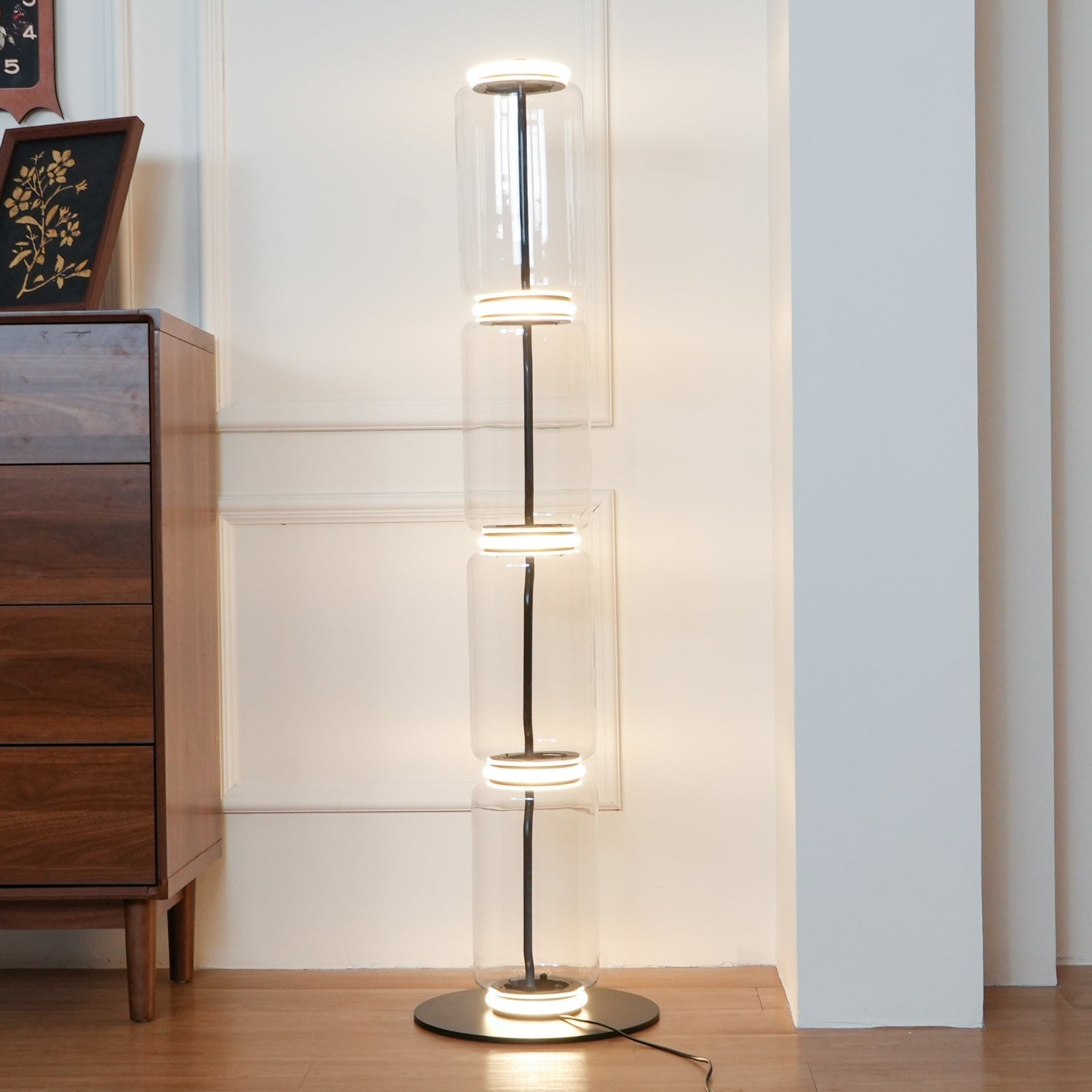 Cyrilys Floor Lamp Bamboo Glass