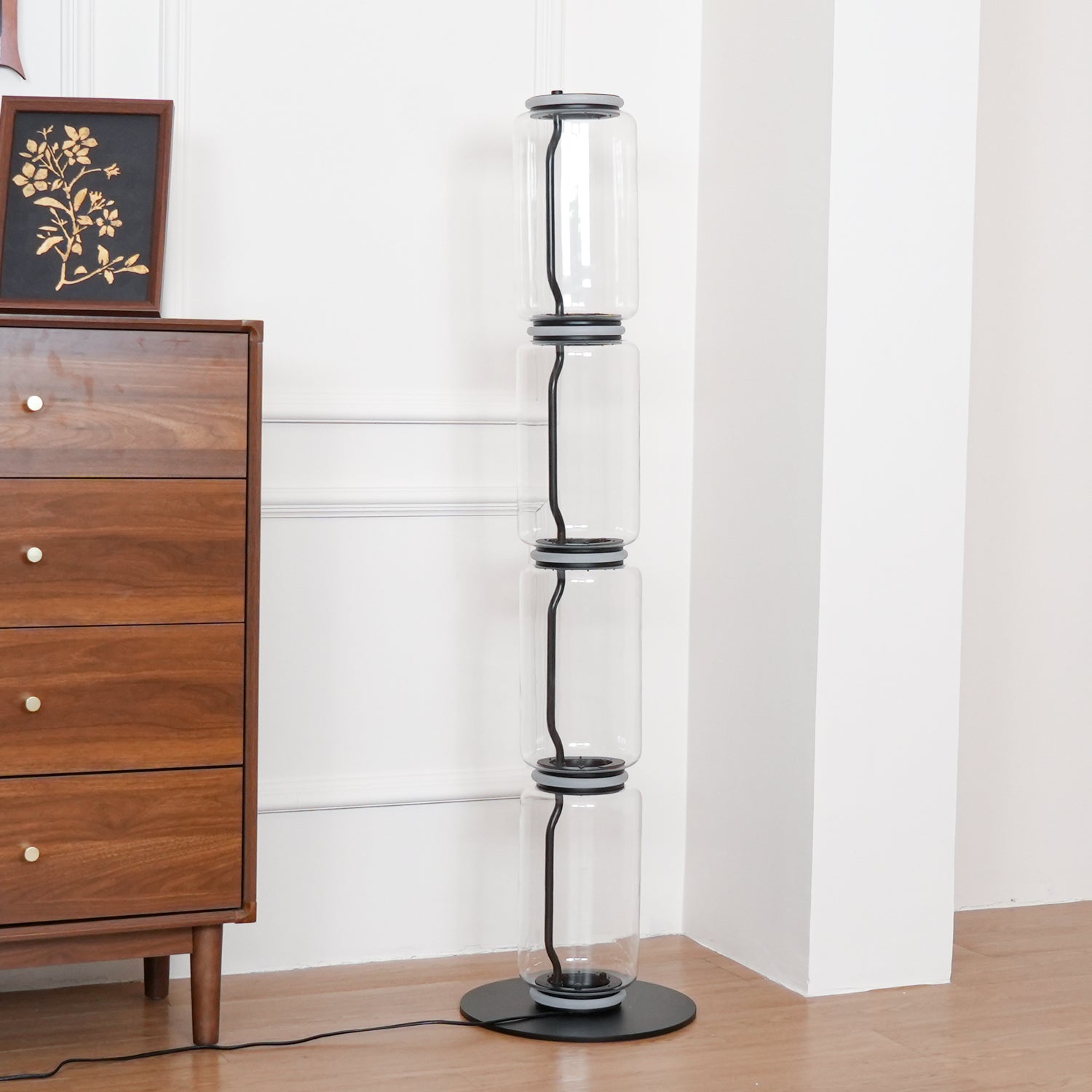 Cyrilys Floor Lamp Bamboo Glass