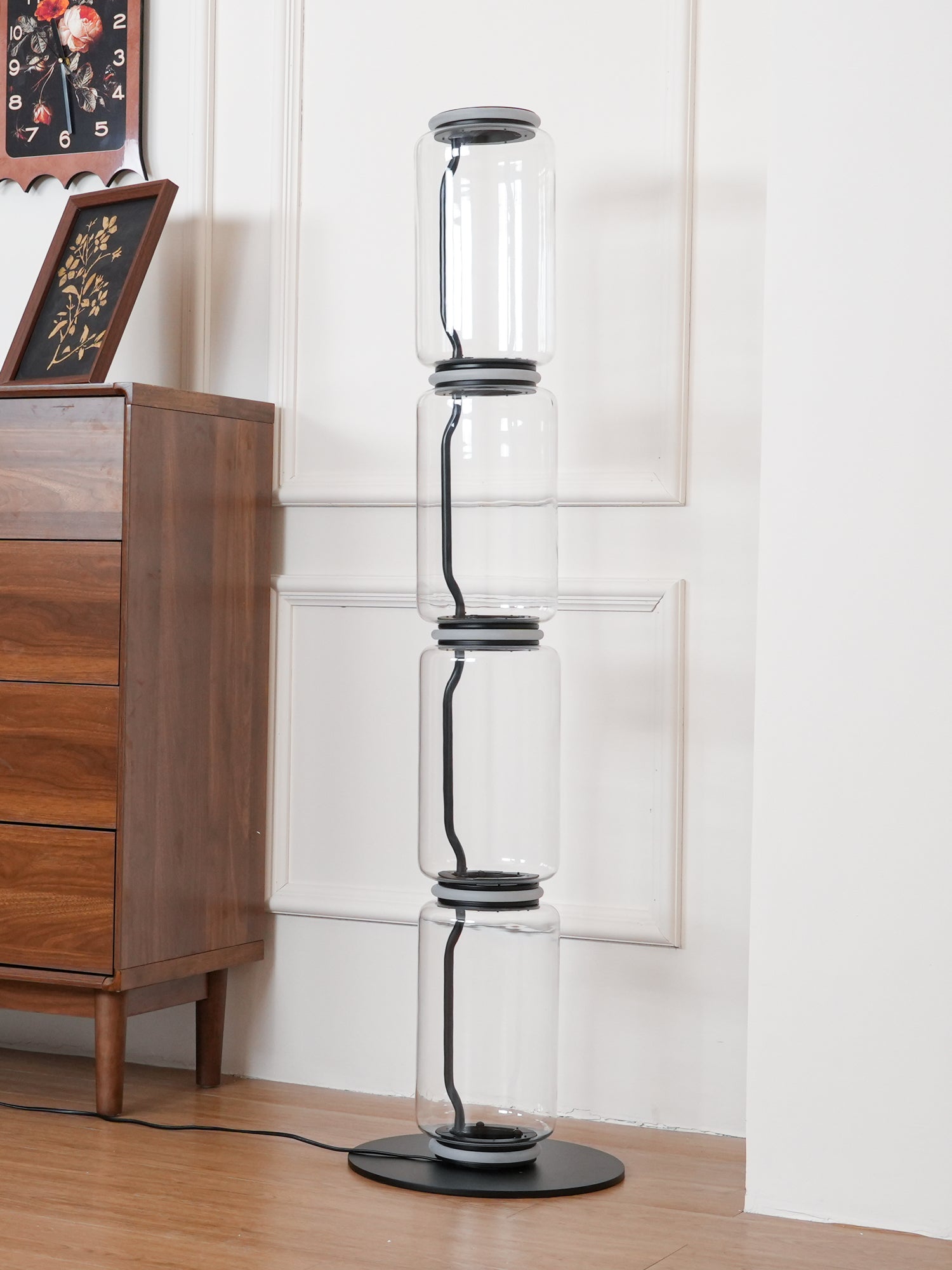 Cyrilys Floor Lamp Bamboo Glass