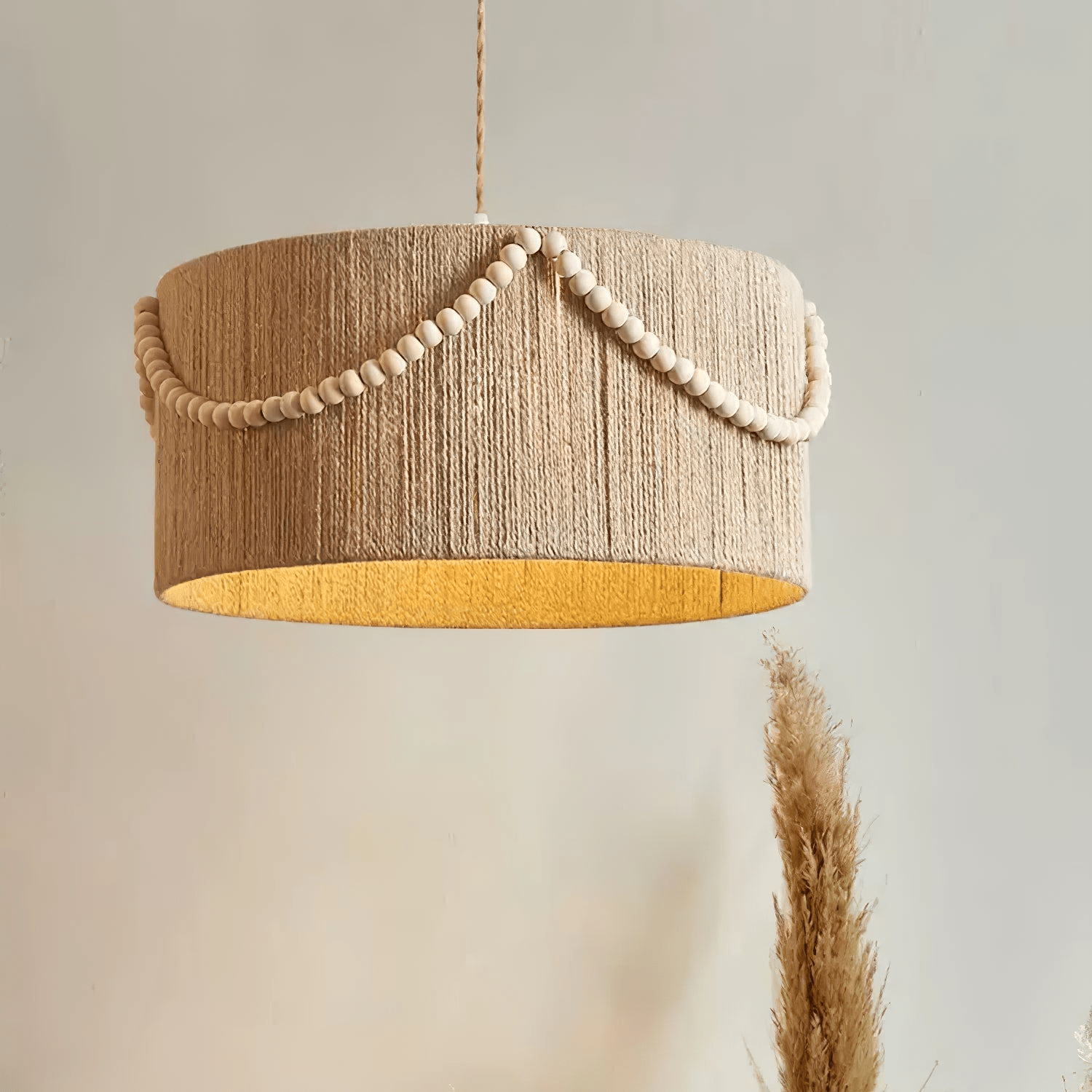 Ershaa Elegance Natural Beaded Boho Pendant Lamp