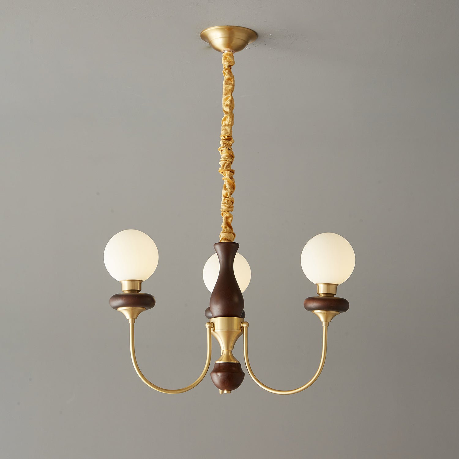 Cotheor Vintage Traditional Arc Wood Glass Chandelier