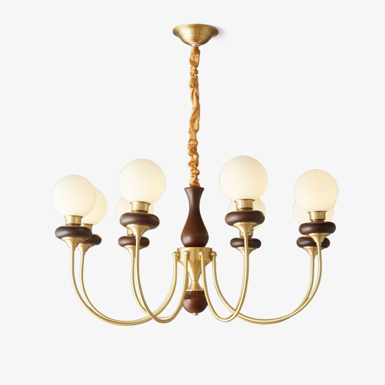 Cotheor Vintage Traditional Arc Wood Glass Chandelier