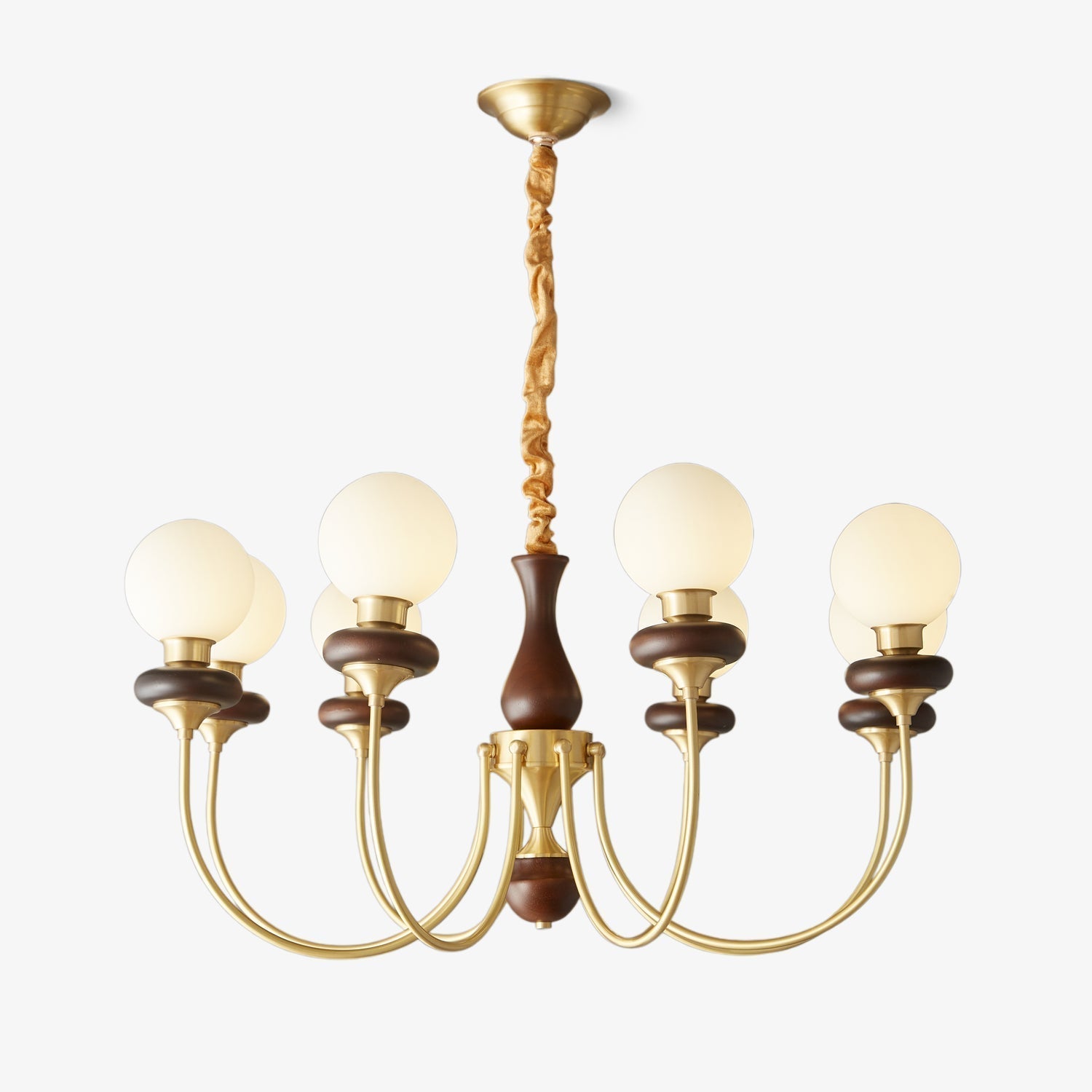 Cotheor Vintage Traditional Arc Wood Glass Chandelier