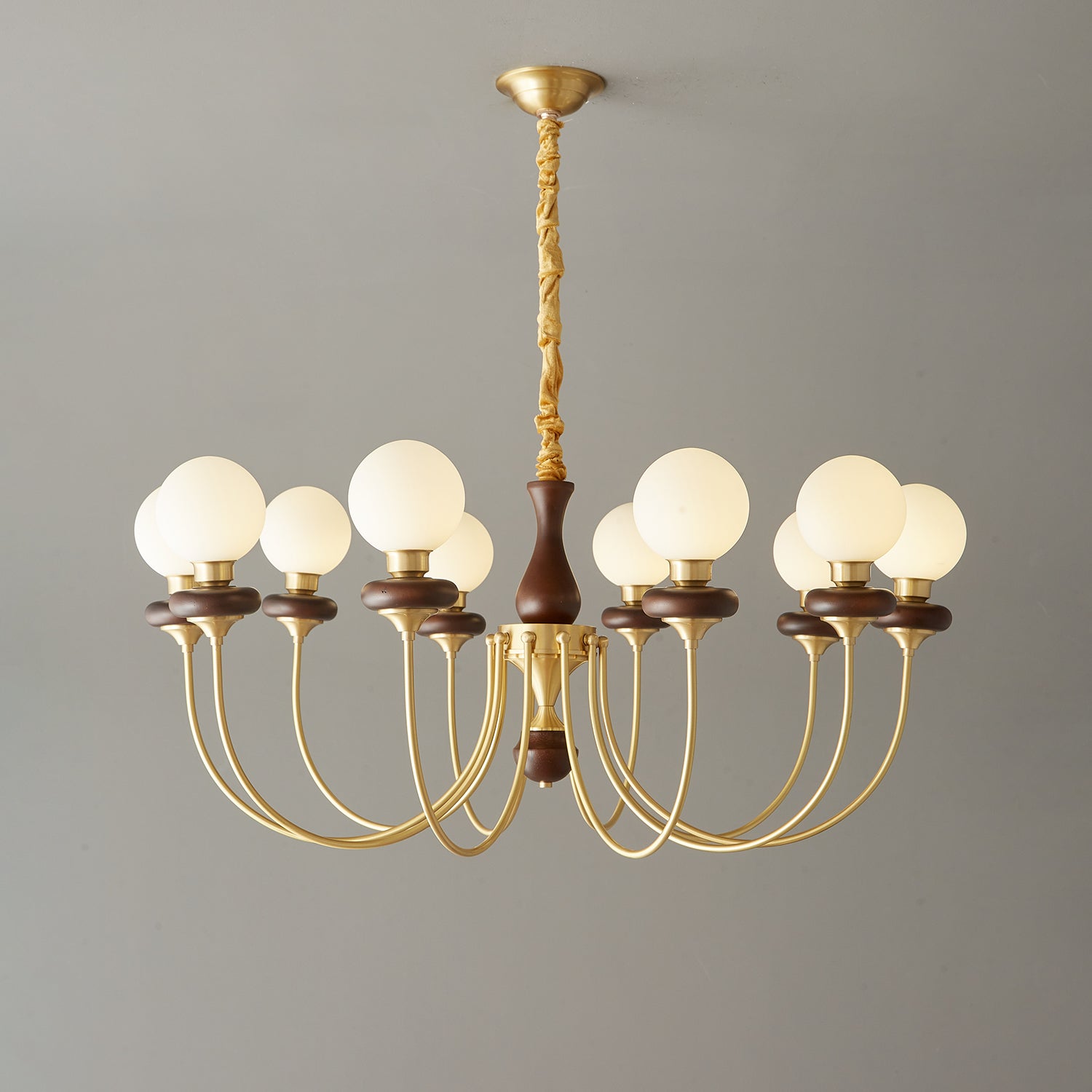 Cotheor Vintage Traditional Arc Wood Glass Chandelier