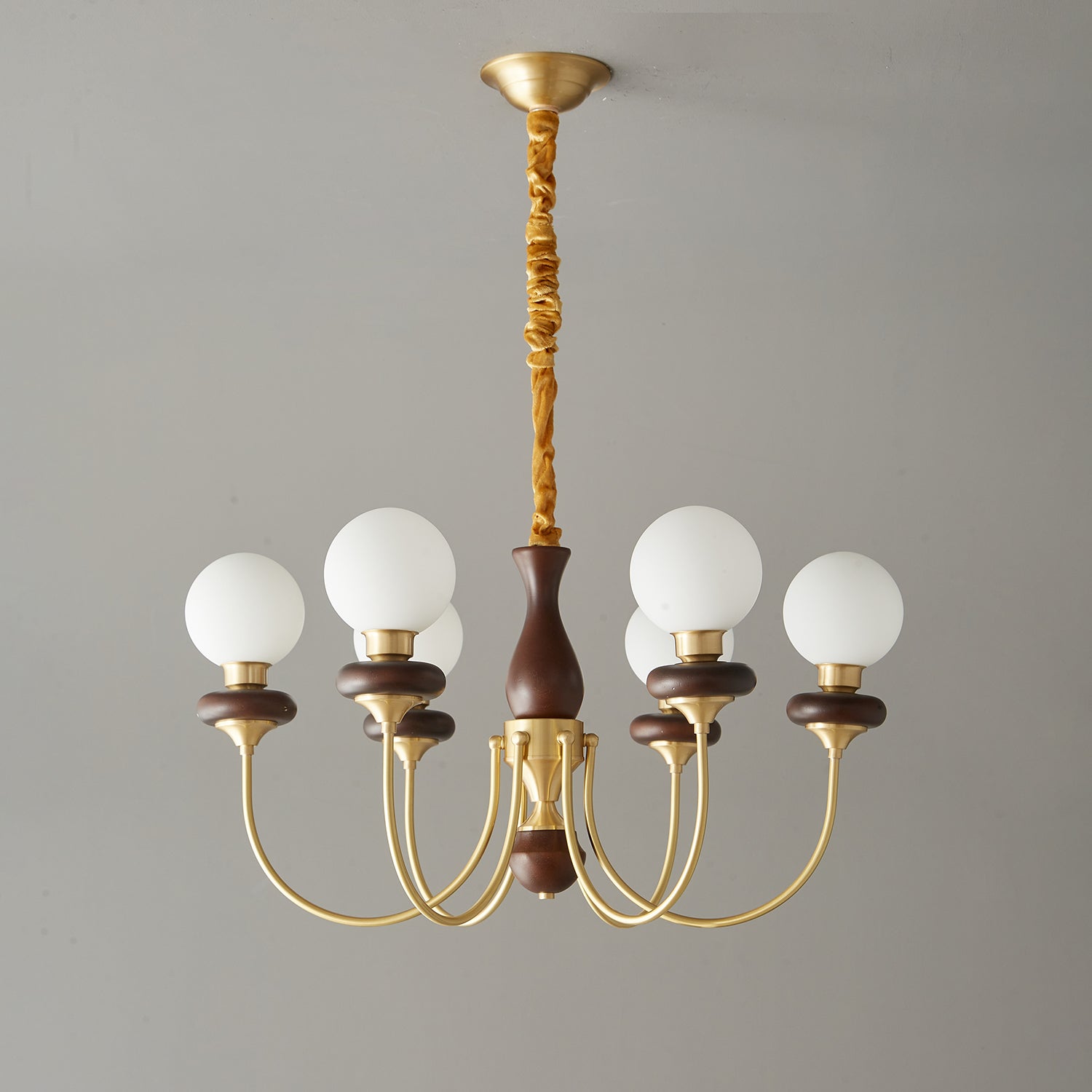 Cotheor Vintage Traditional Arc Wood Glass Chandelier
