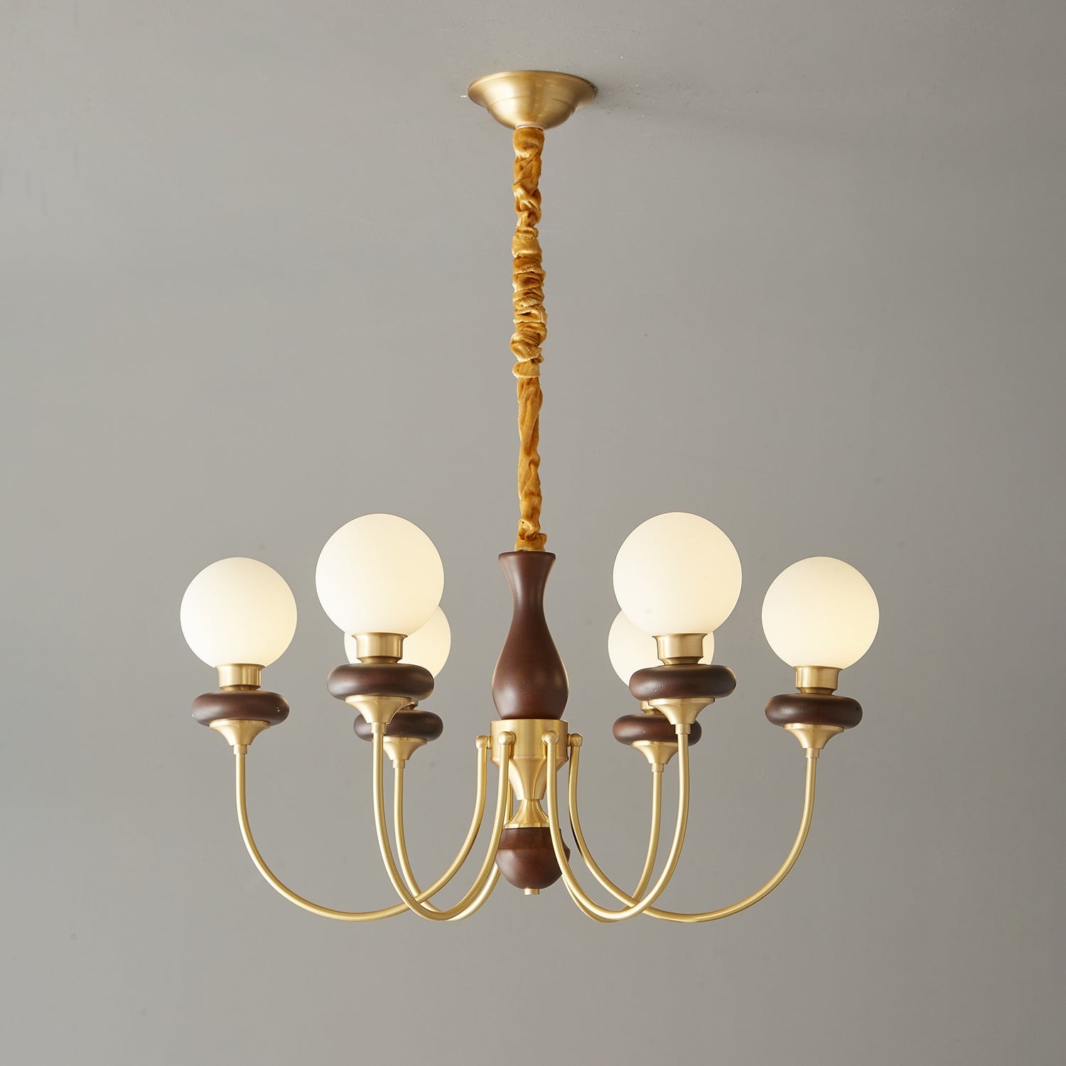 Cotheor Vintage Traditional Arc Wood Glass Chandelier