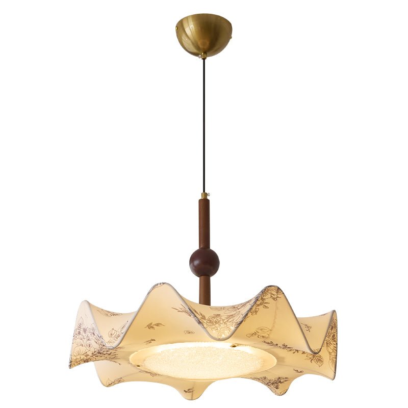 Zoshaos Traditional Elegance Vintage Fabric Wood Pendant Light