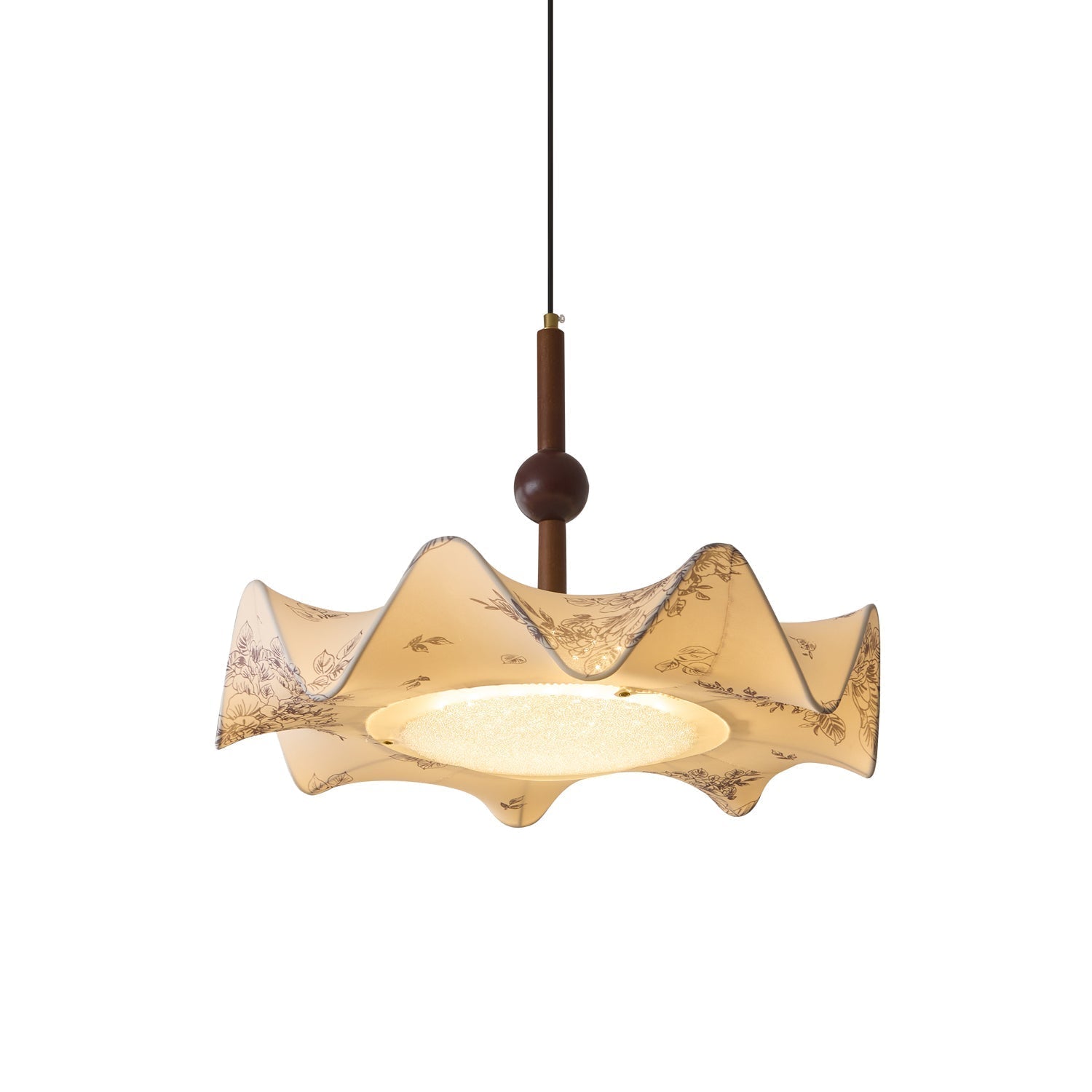 Zoshaos Traditional Elegance Vintage Fabric Wood Pendant Light