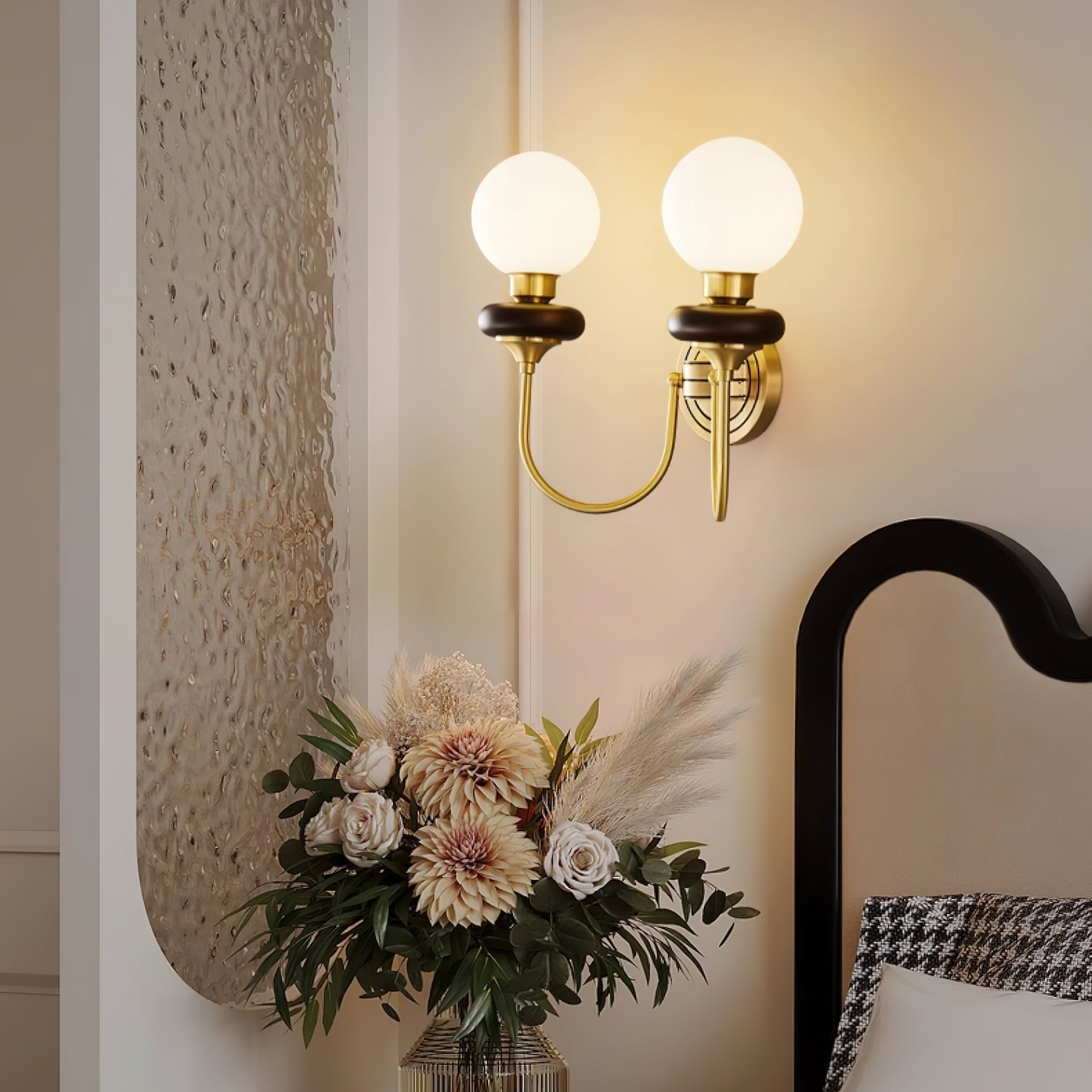 Elvalora Wall Lamp Premium Nordic Art Walnut Glass