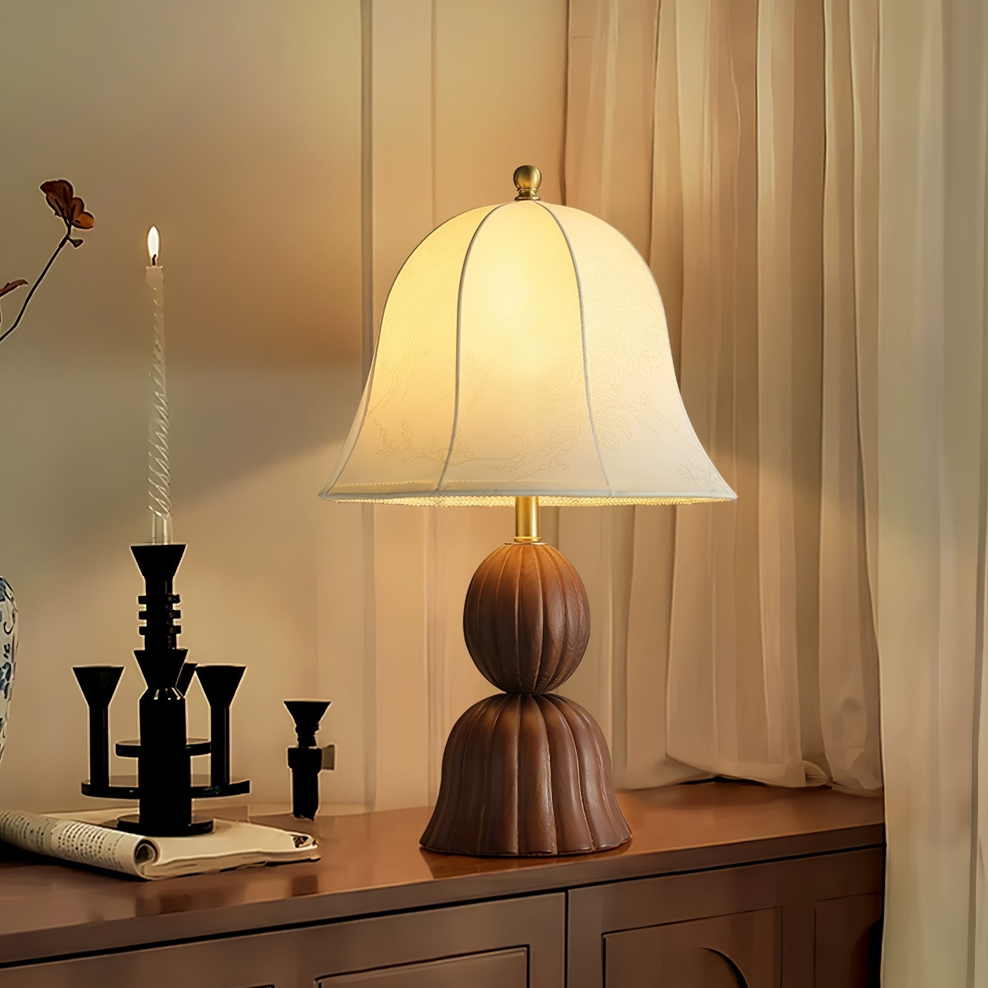 Aldiia Fabric Wood Vintage Table Lamp