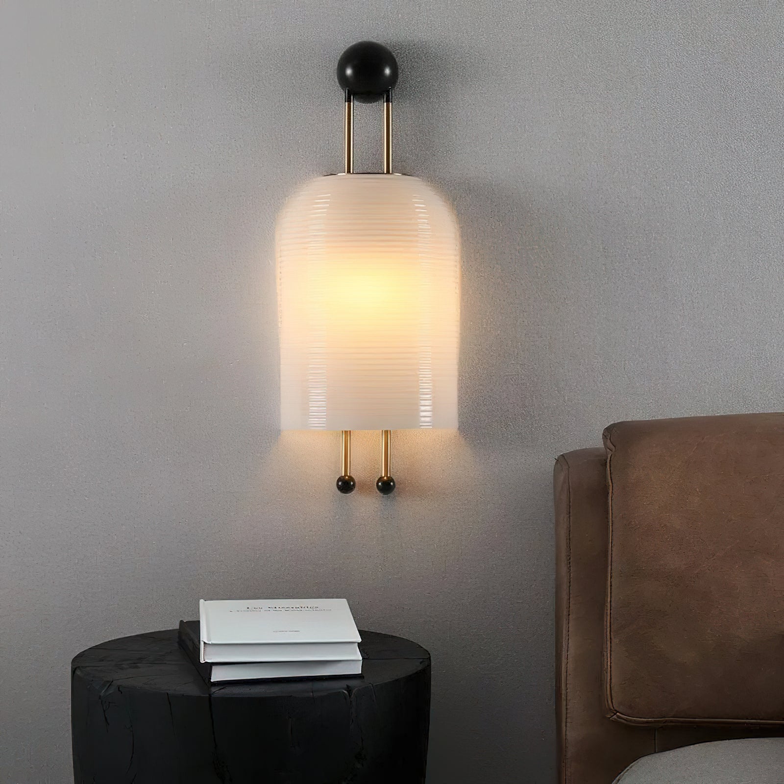 Bly Wall Lamp Opal Glass Gold Rods