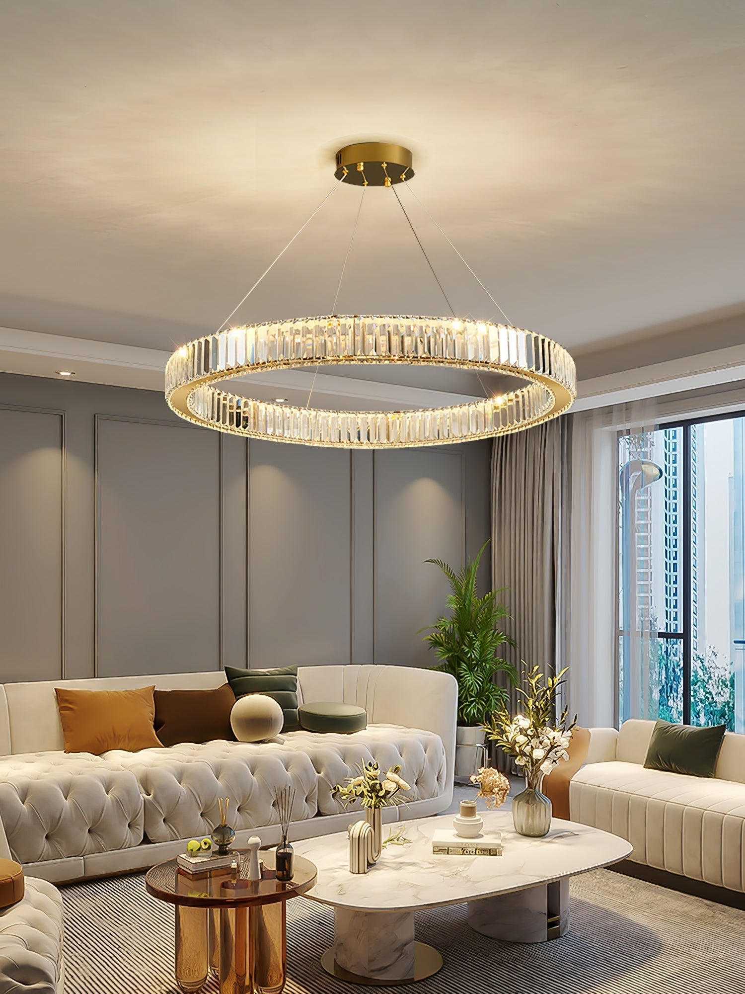 Cyrirelle Chandelier Gold Crystal Ring