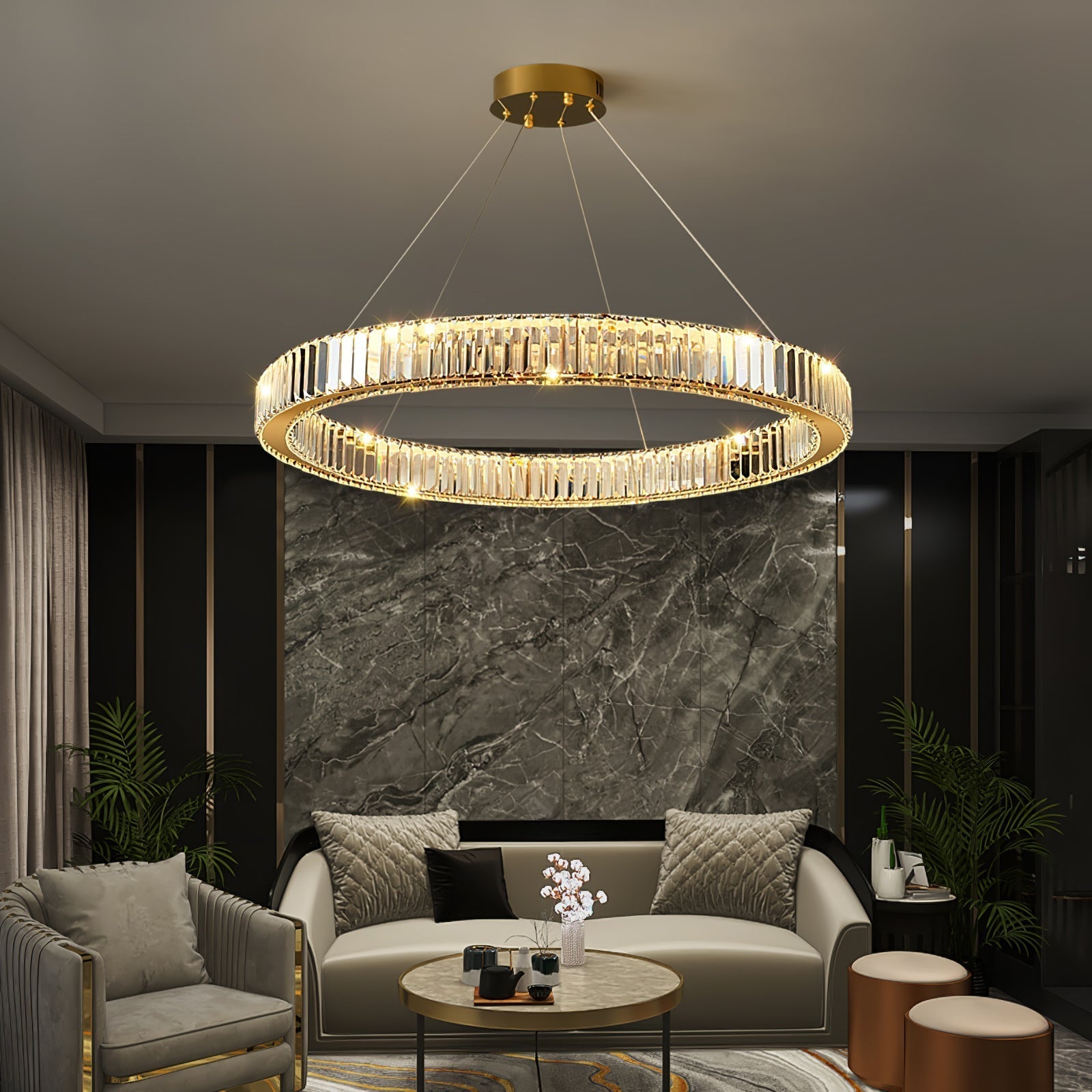 Cyrirelle Chandelier Gold Crystal Ring