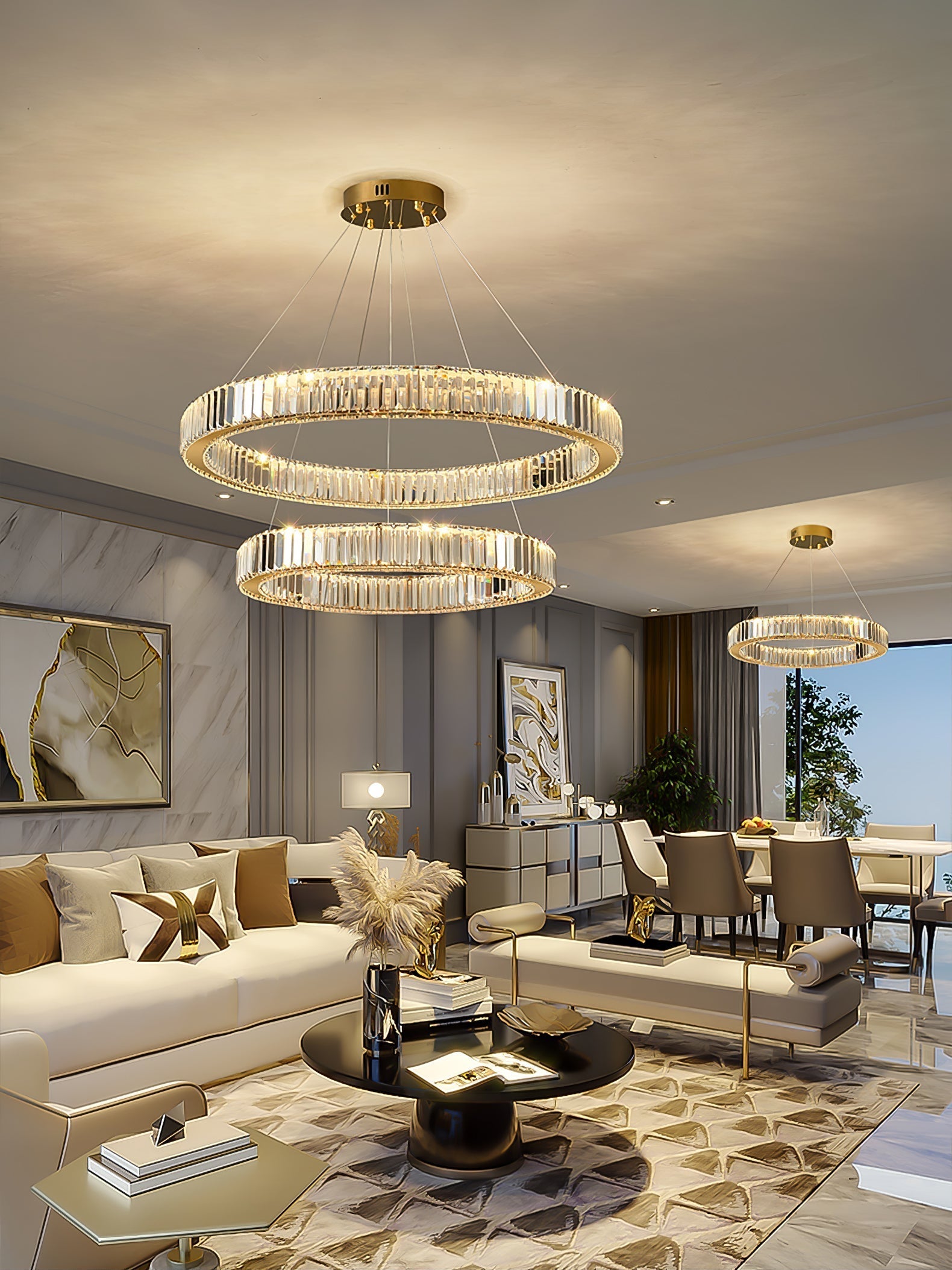 Cyrirelle Chandelier Gold Crystal Ring