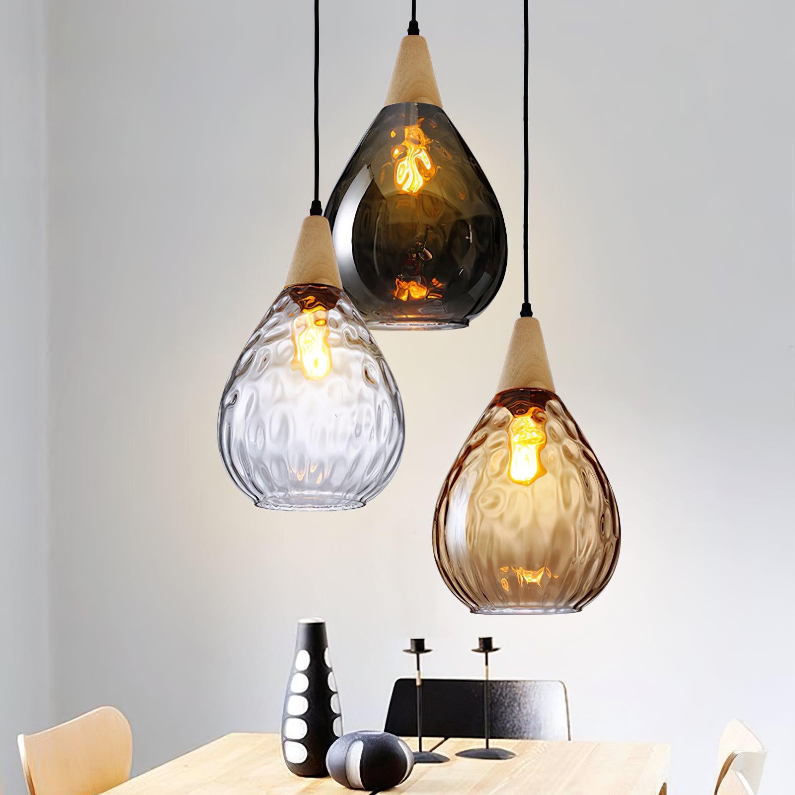 Rinisena Pendant Lamp Clear Glass Wood Nordic Modern