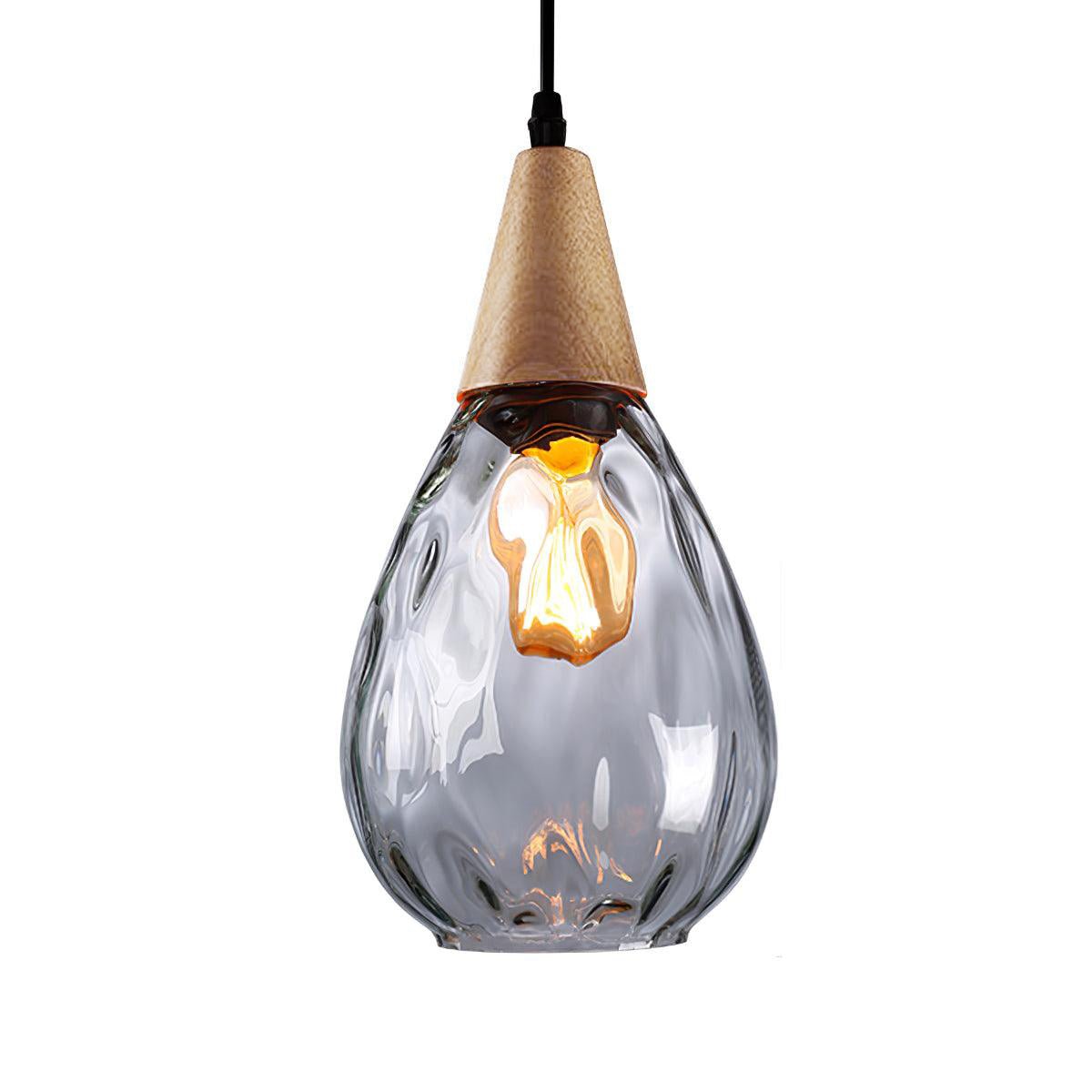 Rinisena Pendant Lamp Clear Glass Wood Nordic Modern