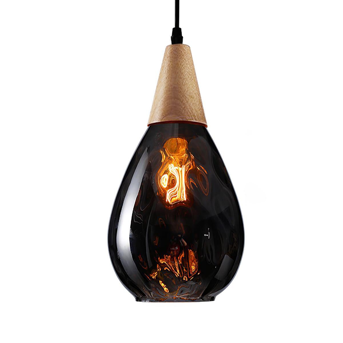 Rinisena Pendant Lamp Clear Glass Wood Nordic Modern