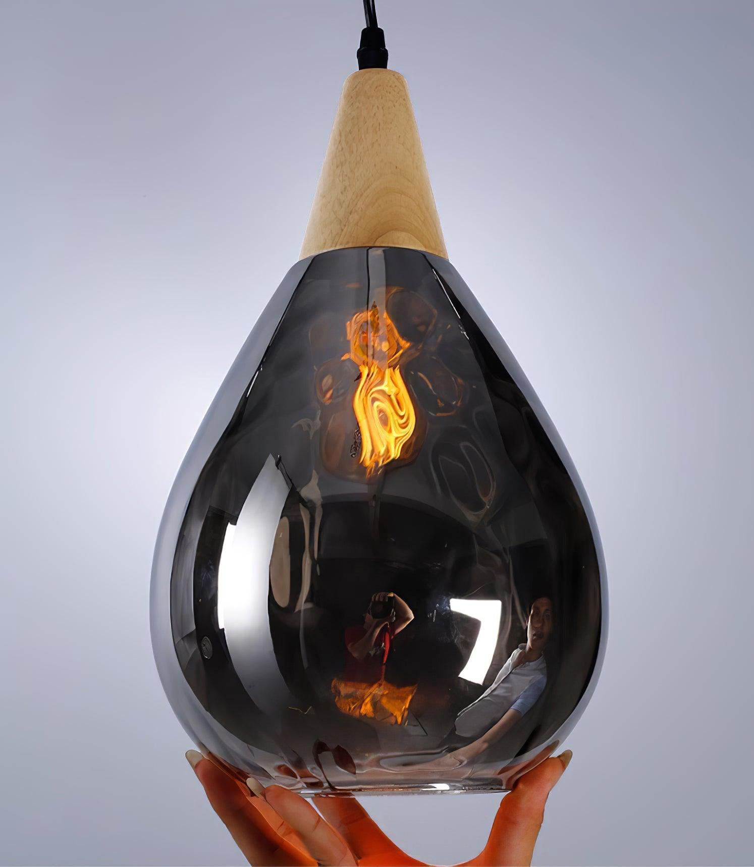 Rinisena Pendant Lamp Clear Glass Wood Nordic Modern