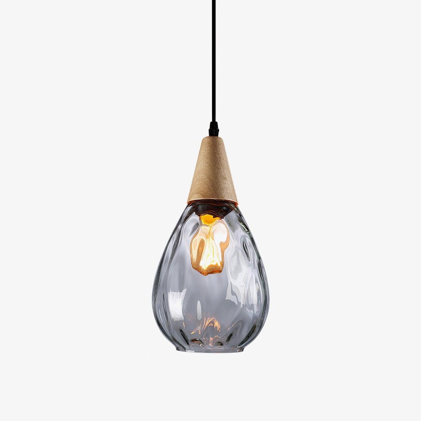 Rinisena Pendant Lamp Clear Glass Wood Nordic Modern