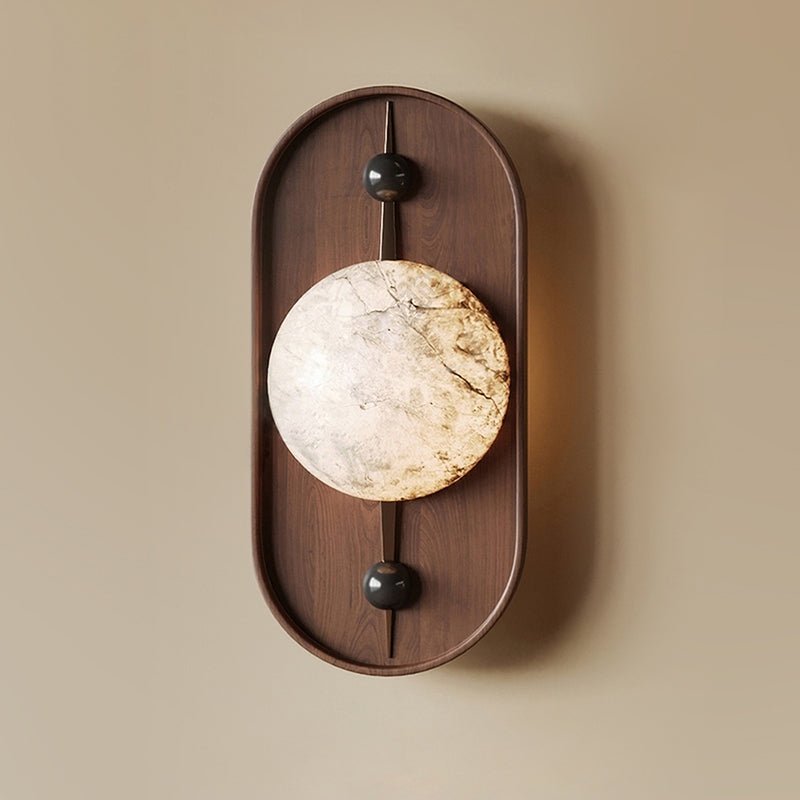 Nivuielle Oval Alabaster Wood Plug Wall Light