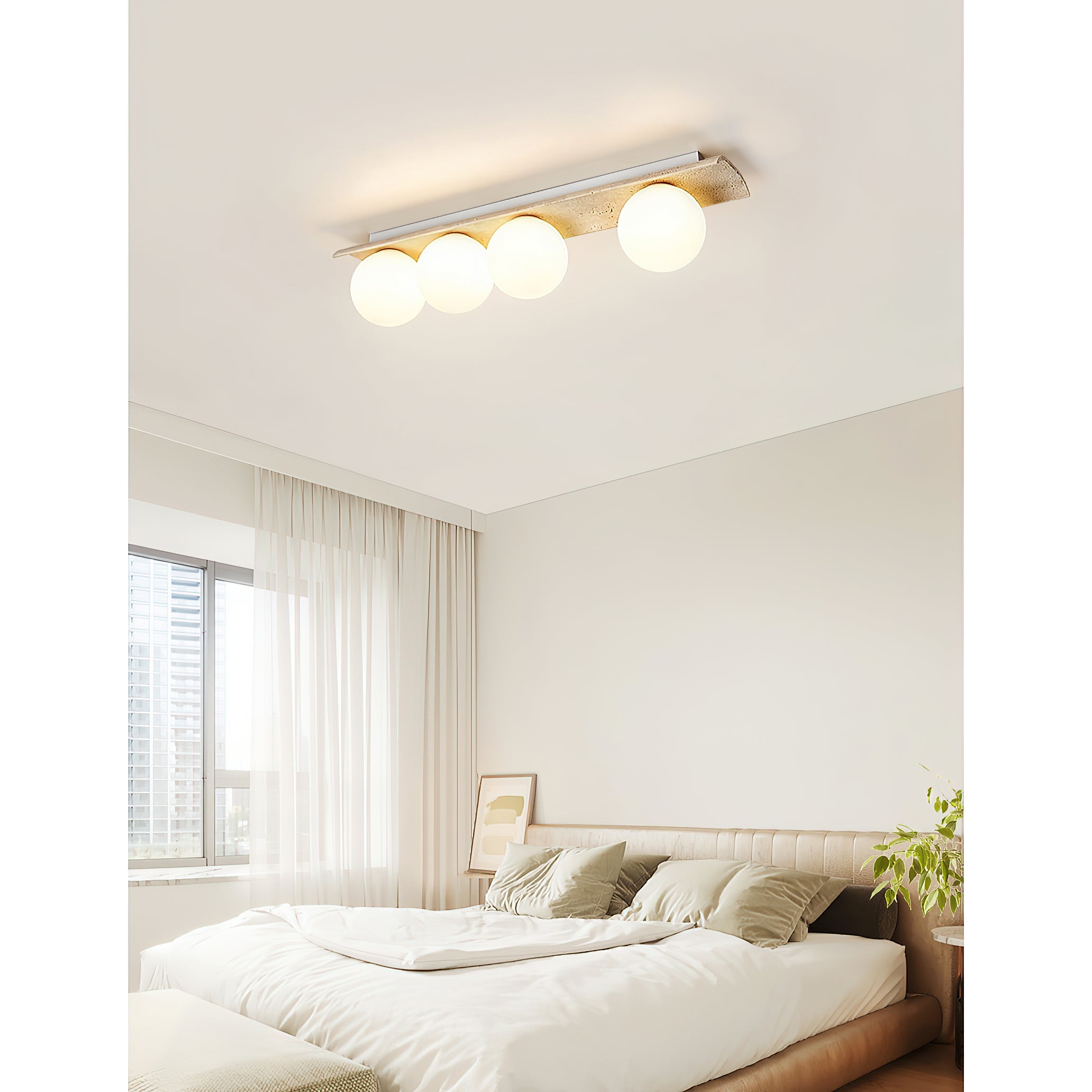 Serenaya Globe Travertine Glass Ceiling Lamp
