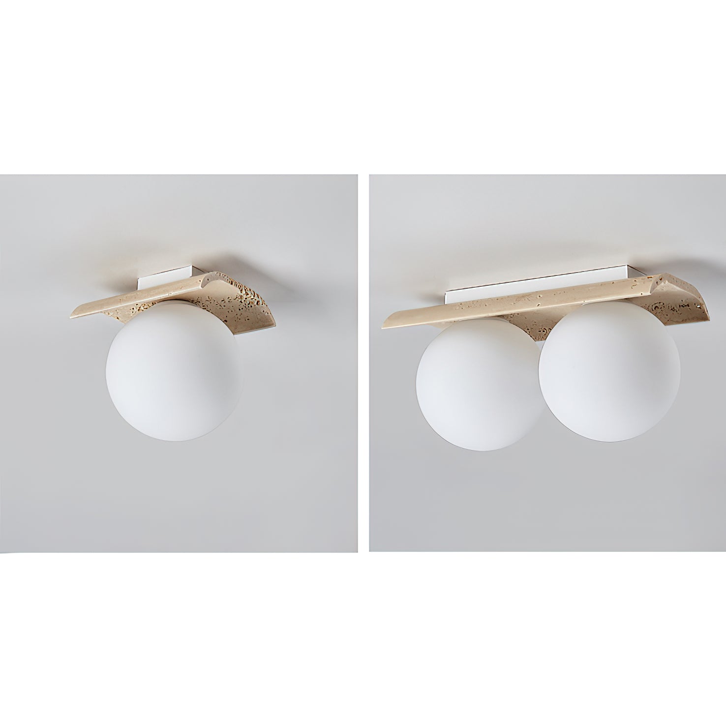 Serenaya Globe Travertine Glass Ceiling Lamp