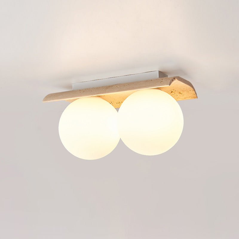 Serenaya Globe Travertine Glass Ceiling Lamp
