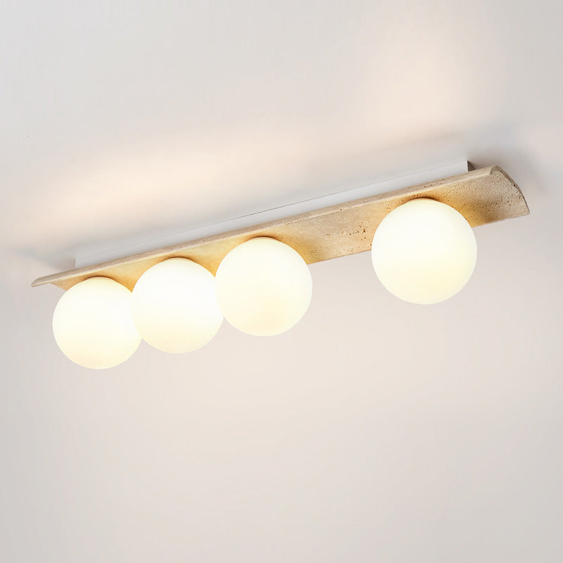 Serenaya Globe Travertine Glass Ceiling Lamp