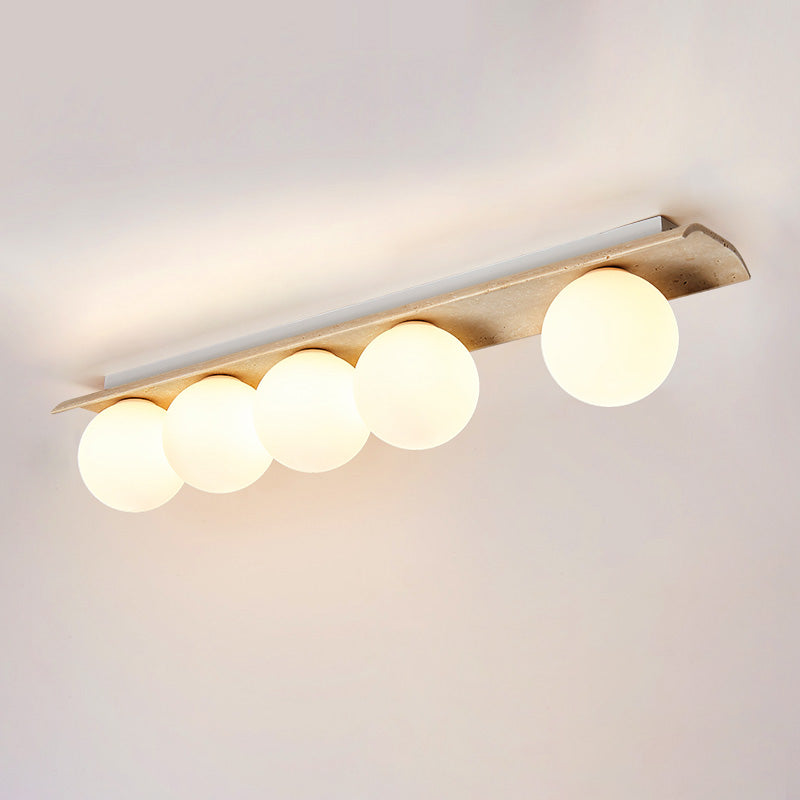 Serenaya Globe Travertine Glass Ceiling Lamp