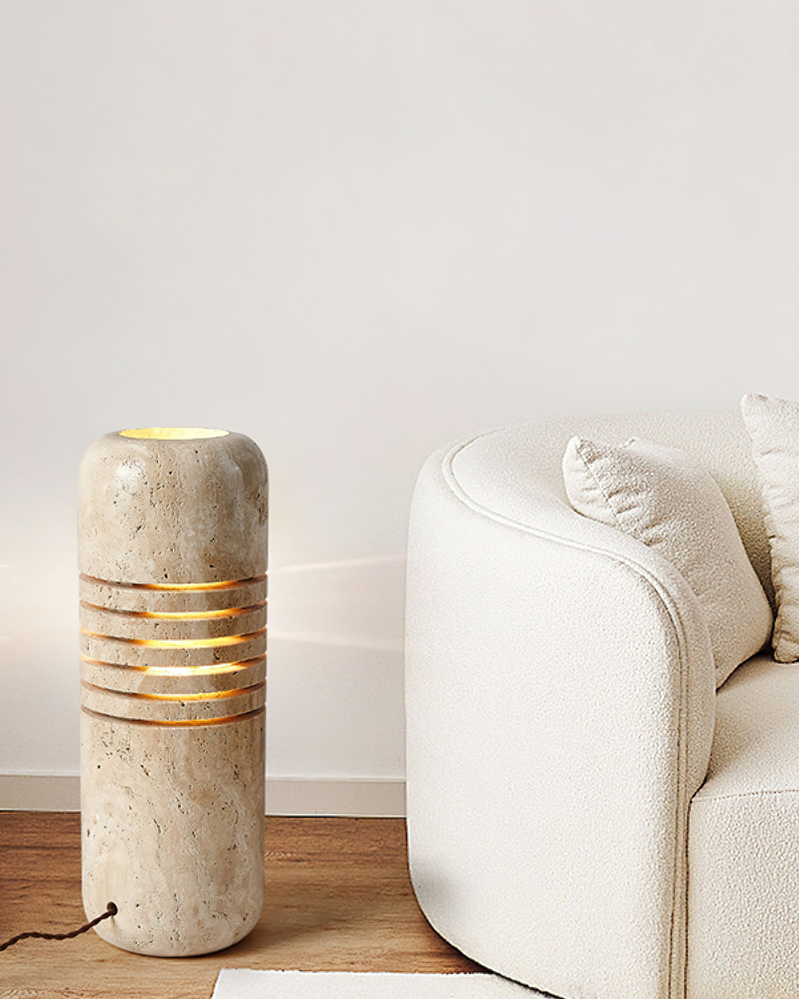Aursolila Cylindrical Travertine Table Lamp