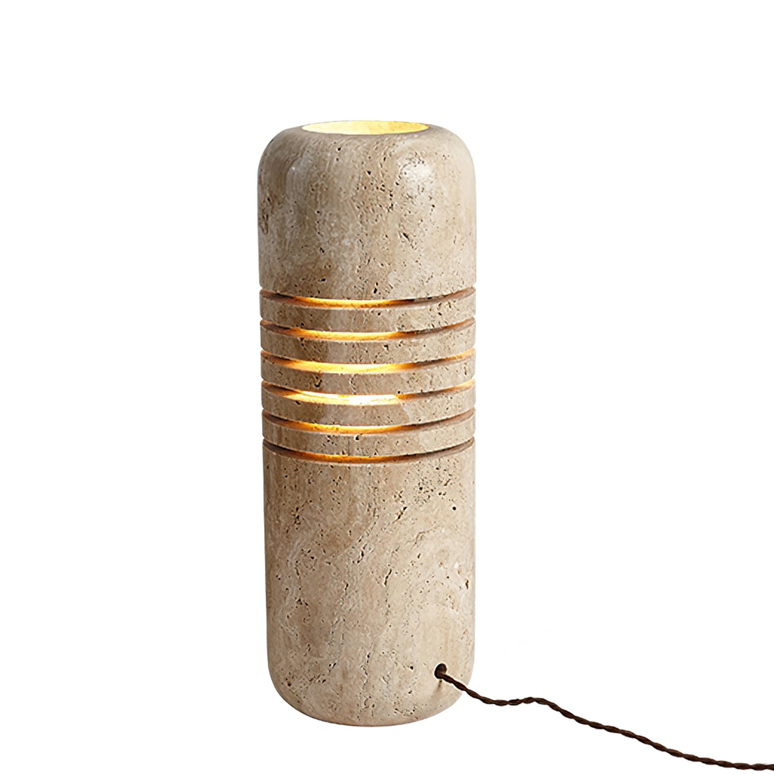 Aursolila Cylindrical Travertine Table Lamp