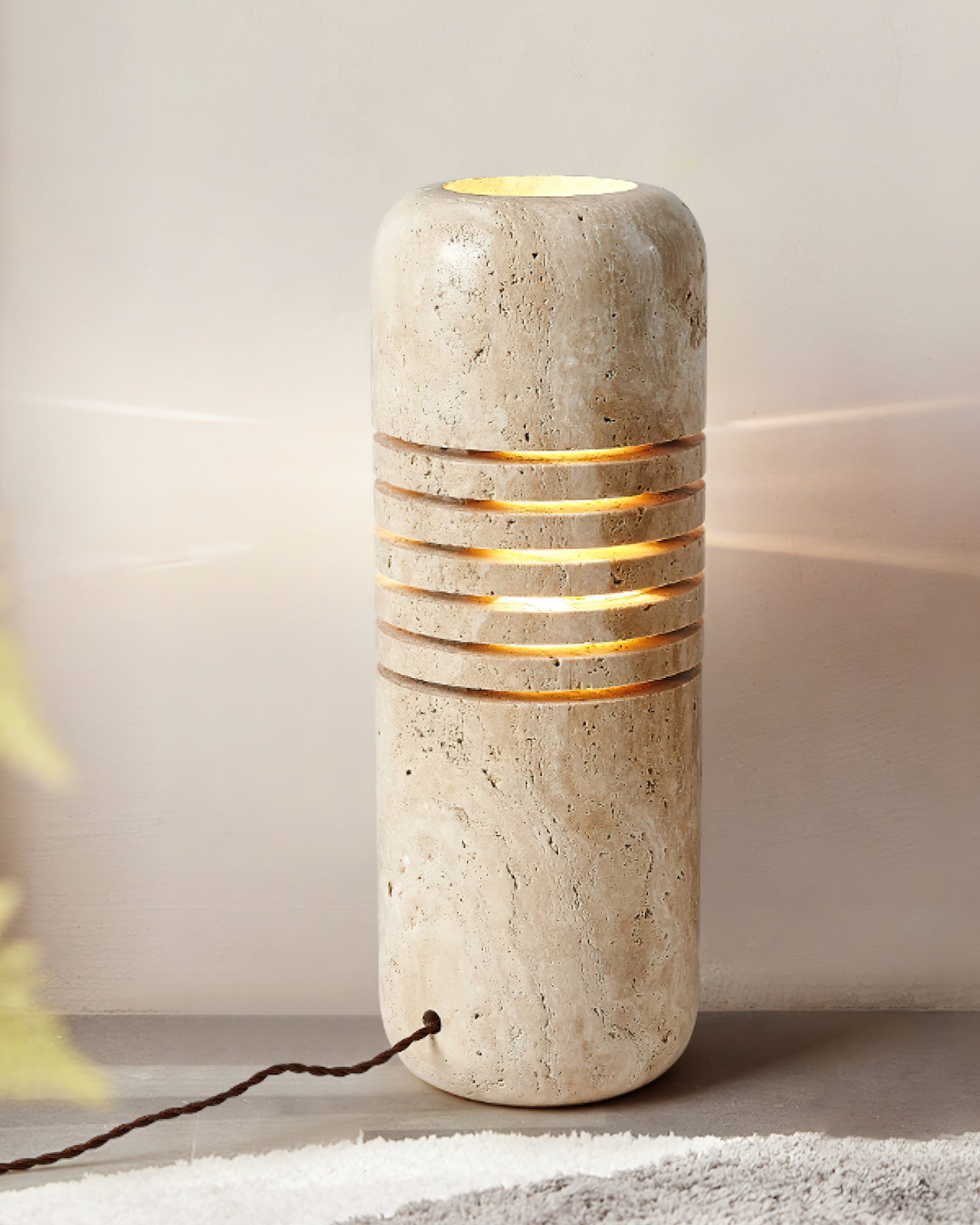 Aursolila Cylindrical Travertine Table Lamp