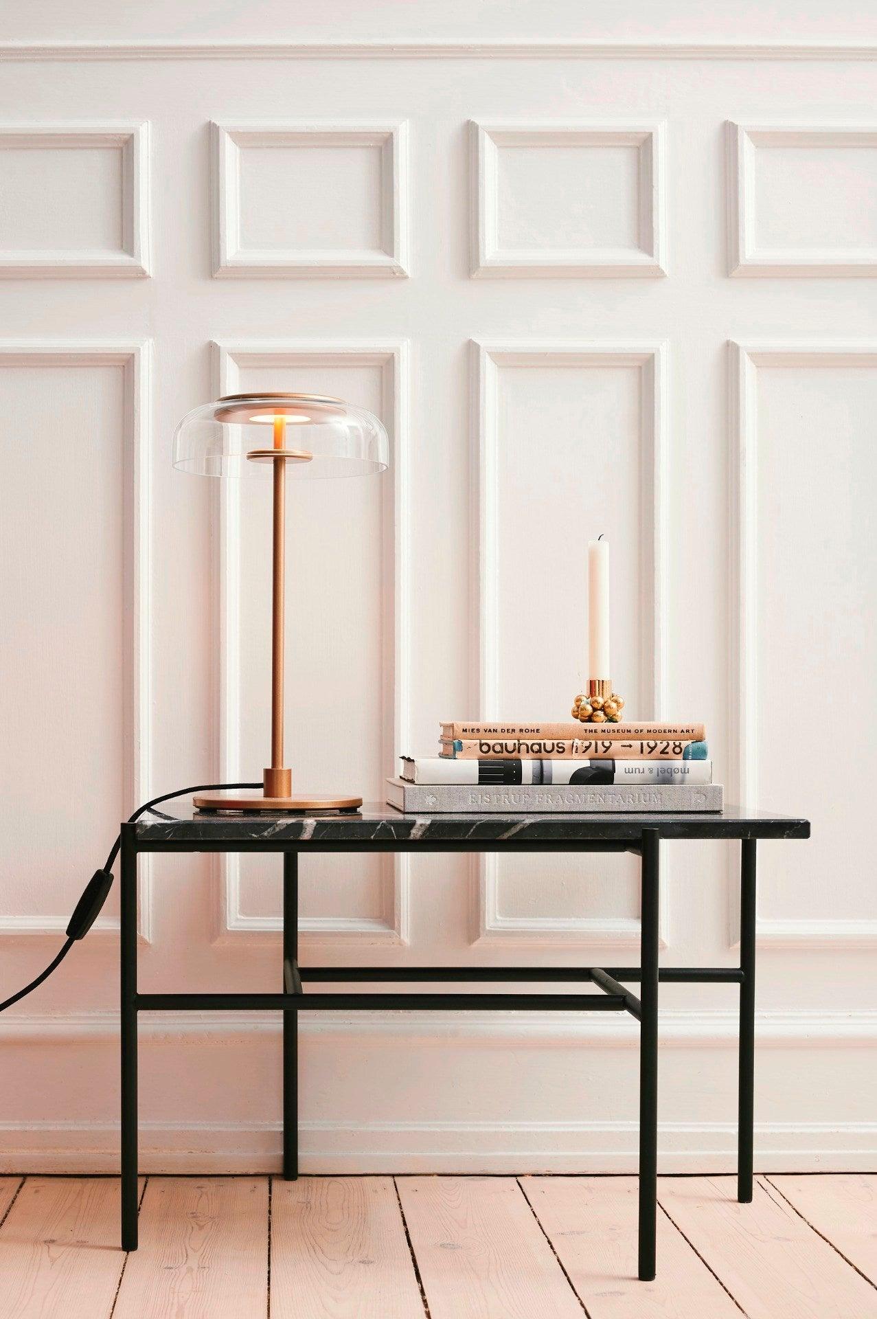 Rinelette Table Lamp Clear Glass Shade Wood Base